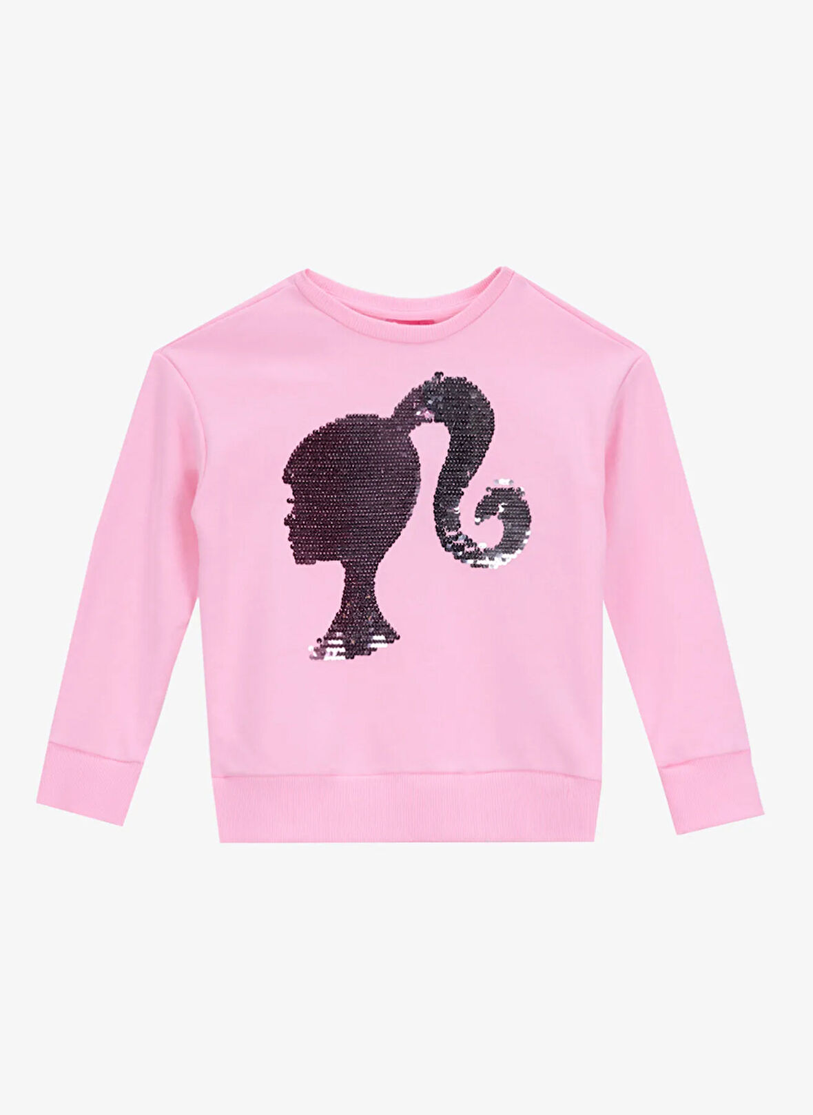 Barbie Baskılı Kız Çocuk Pembe - Gümüş Sweatshırt BRB5WG-SWT6624