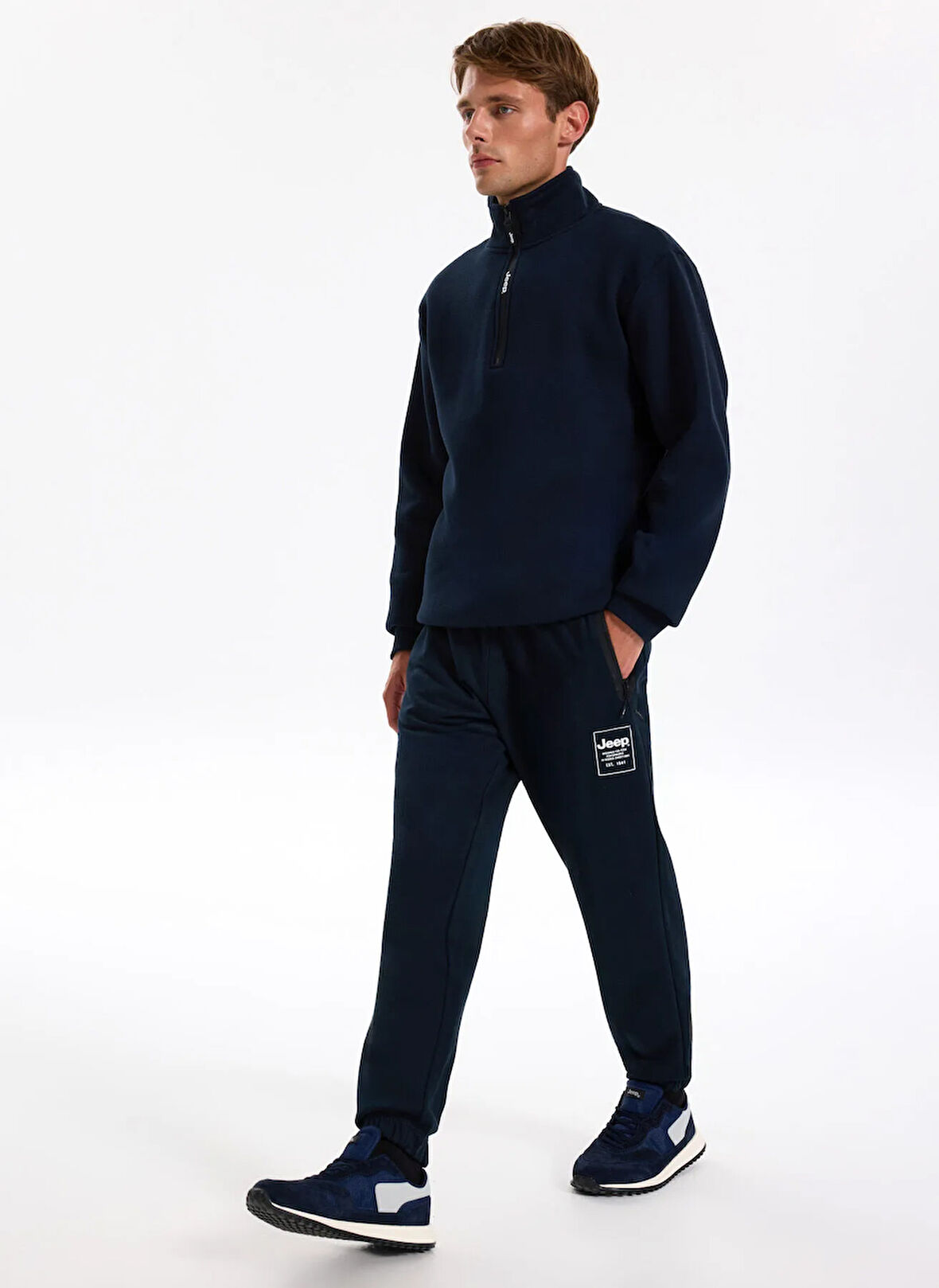 Jeep Lastikli Bel Standart Lacivert Erkek Eşofman Altı J4WM-EA7357