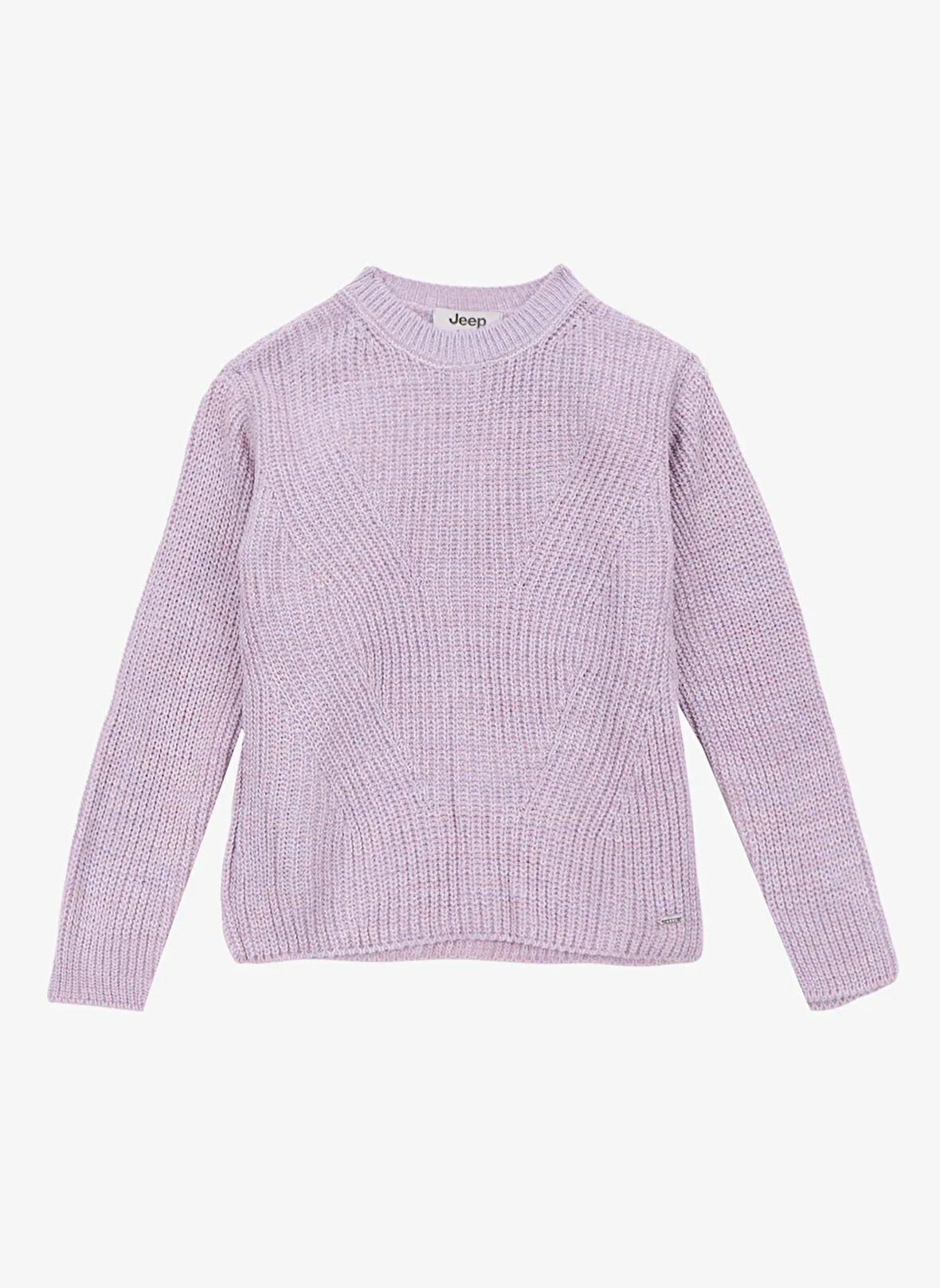 Jeep Bisiklet Yaka Relaxed Düz Lila Kız Çocuk Kazak J5WG-KZK7604