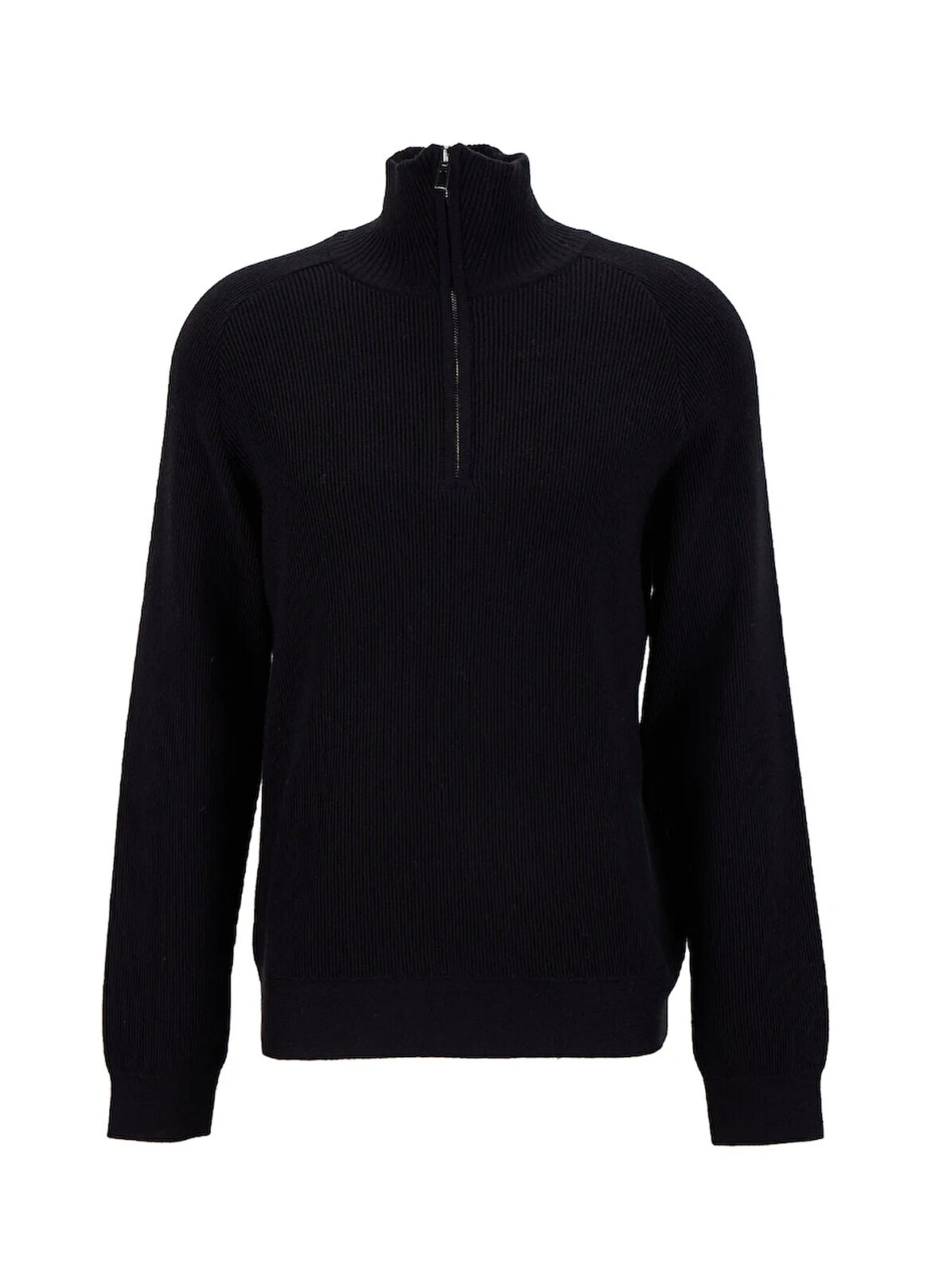 Fabrika Bato Yaka Slim Fit Düz Siyah Erkek Kazak F5WM-KZK 2313