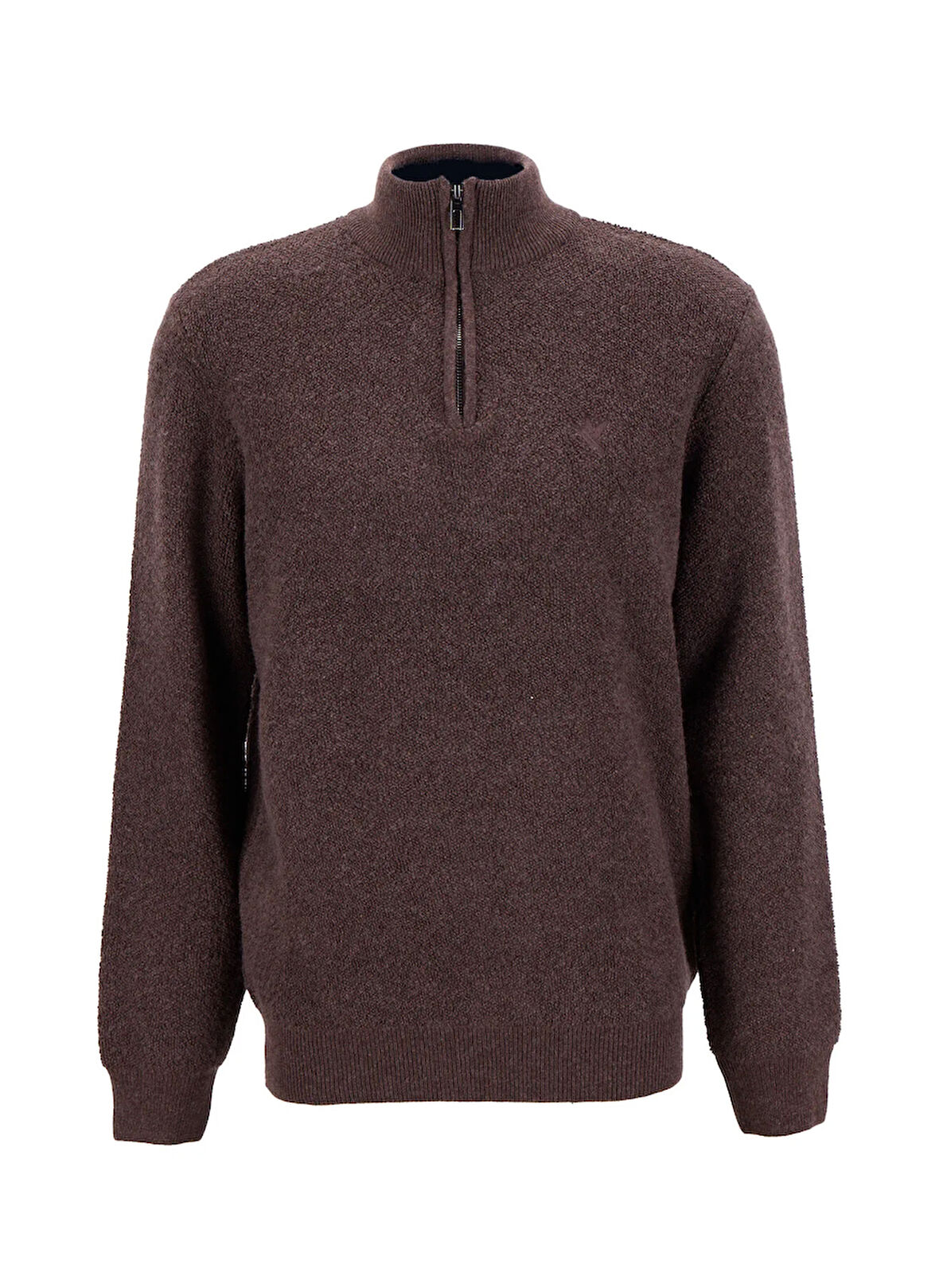 Fabrika Bato Yaka Slim Fit Düz Kahve Erkek Kazak F5WM-KZK 2316