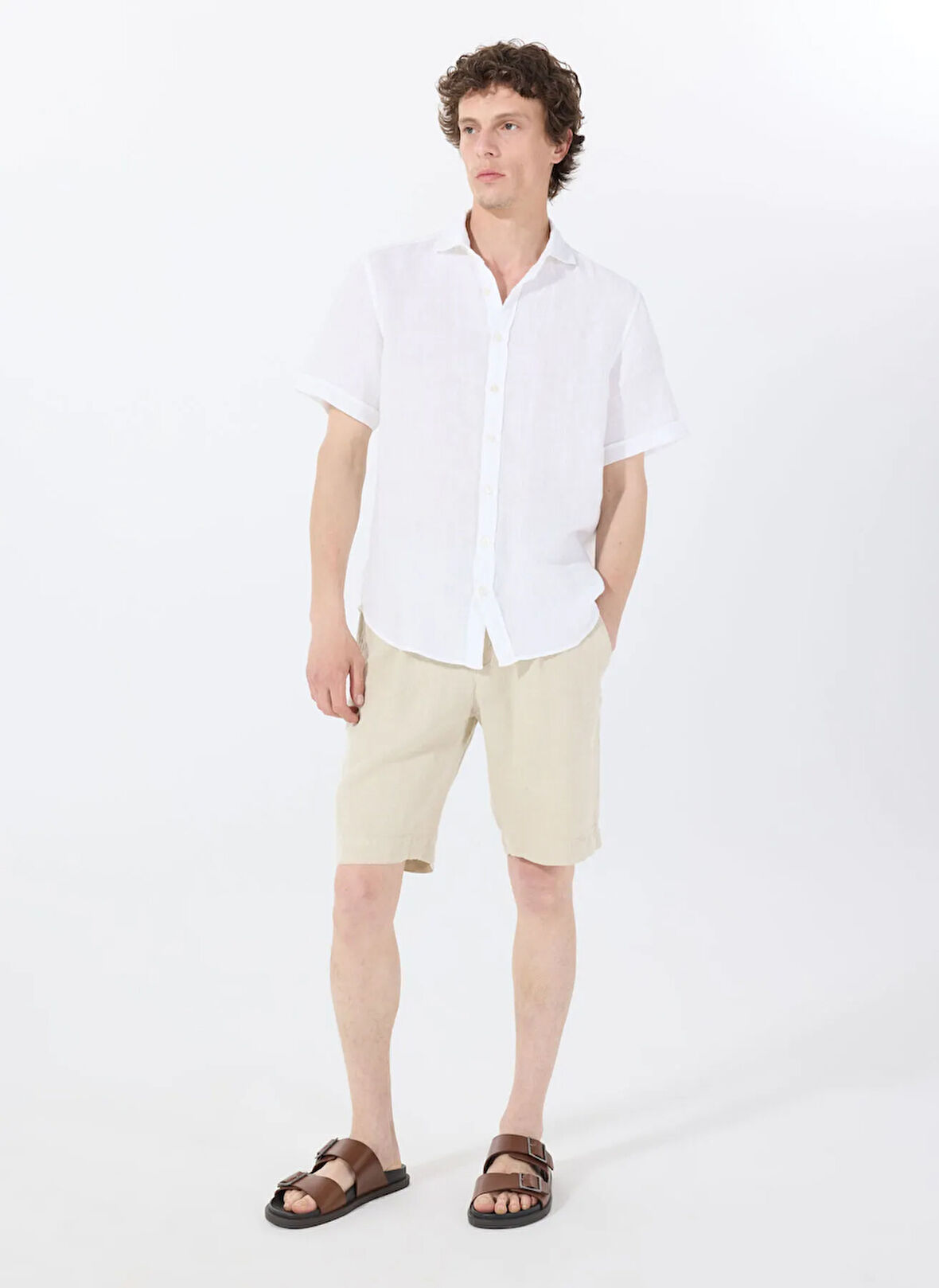 Mr. Mood Lastikli Bel Standart Bej Erkek Bermuda Şort MR ROG SHORT