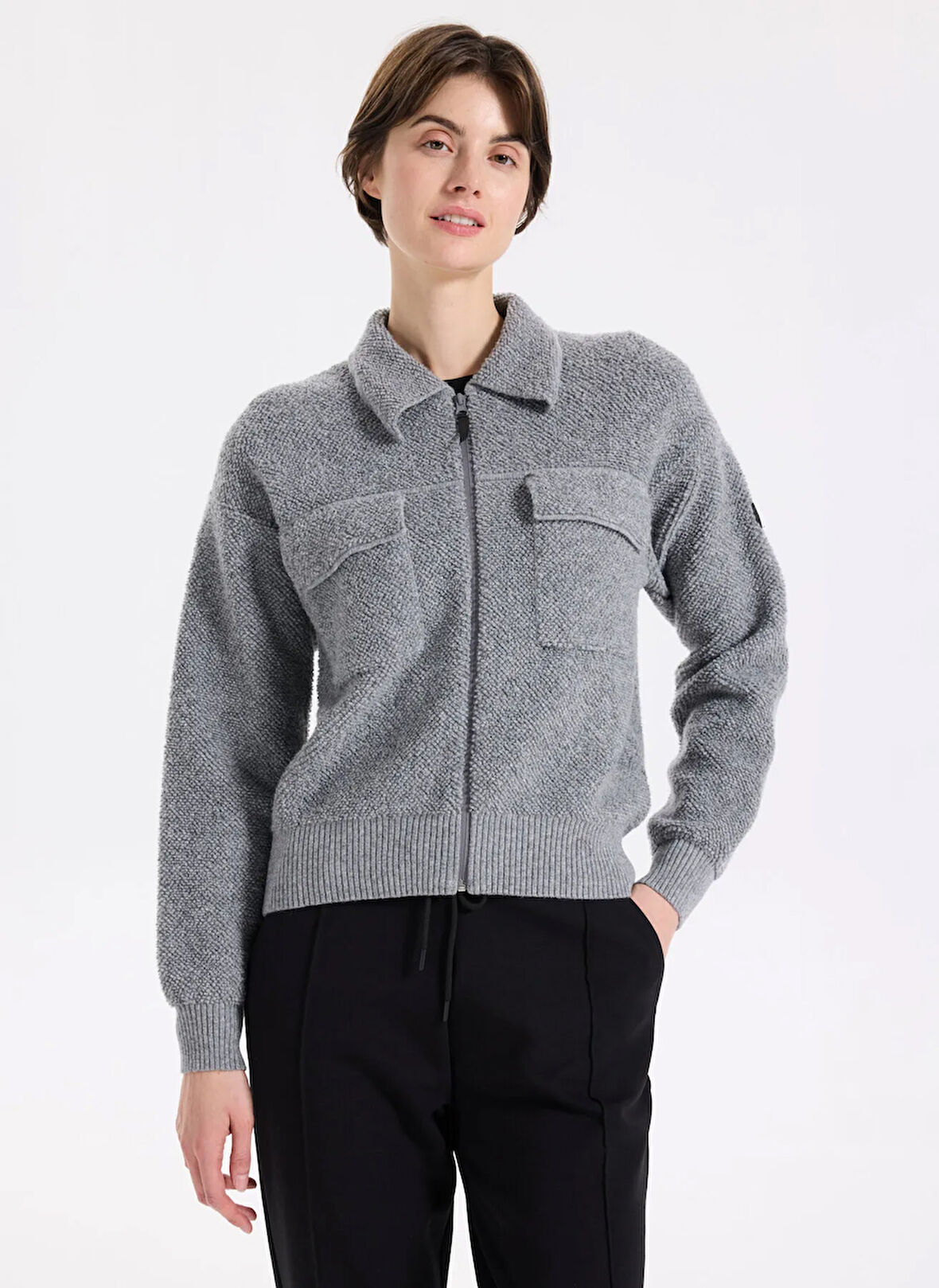 Discovery Expedition D5WL-HRK3559 Antrasit Standart Düz Kadın Hırka