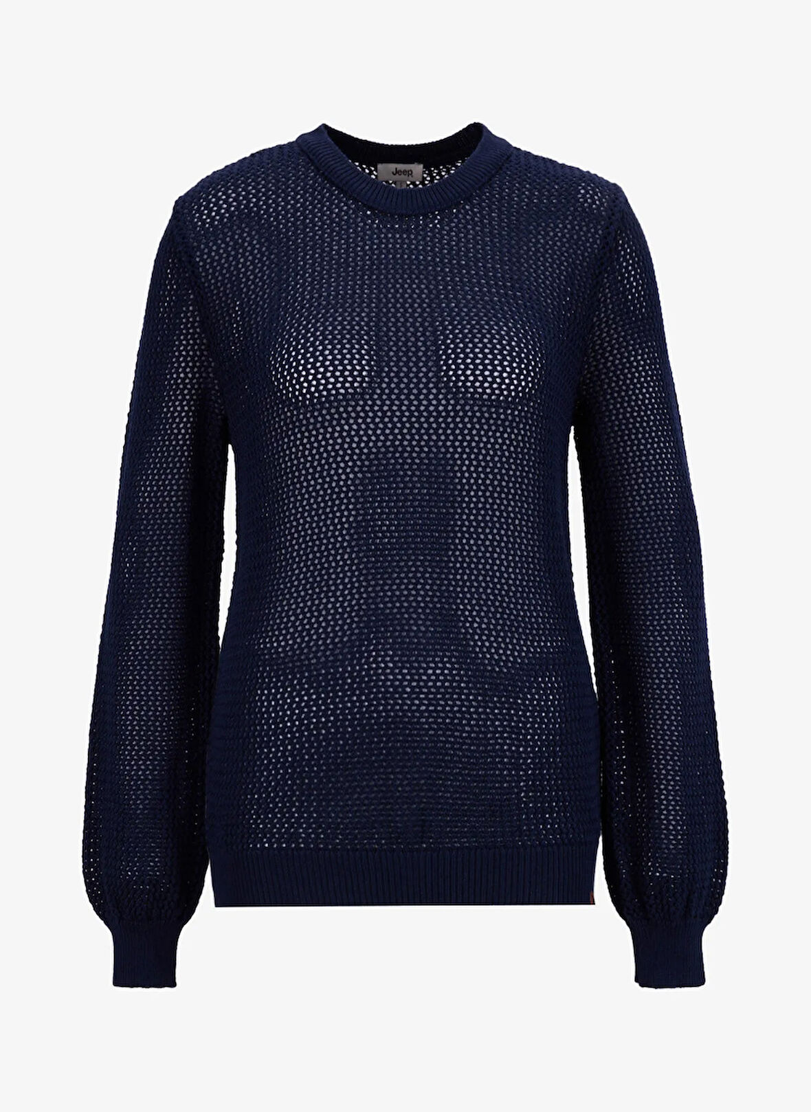 Jeep Bisiklet Yaka Relaxed Ajurlu Lacivert Kazak Kadın J5WL-KZK7003