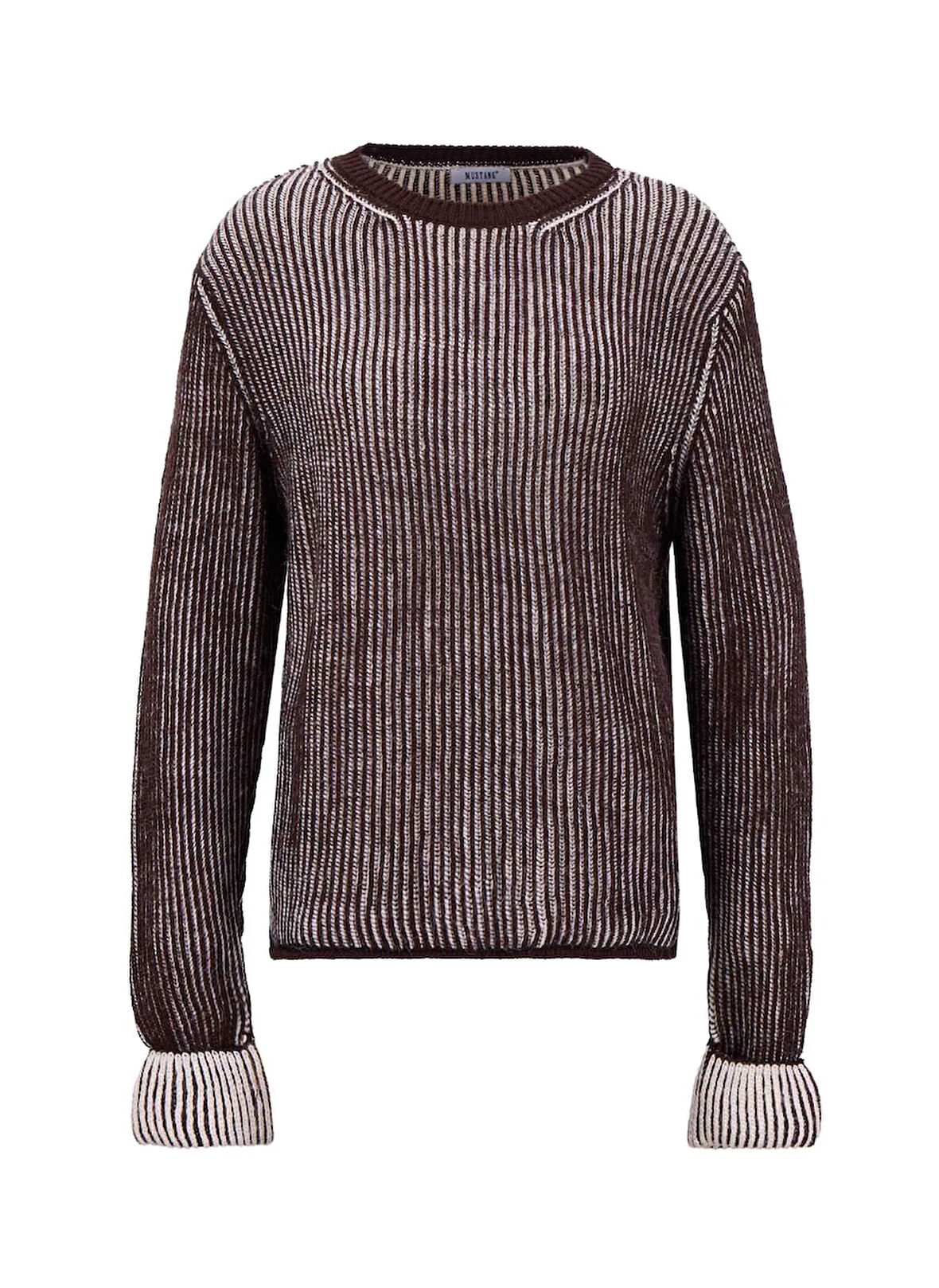 Mustang Bisiklet Yaka Relaxed Fitilli Kahve Kazak Kadın M5WL-KZK1720