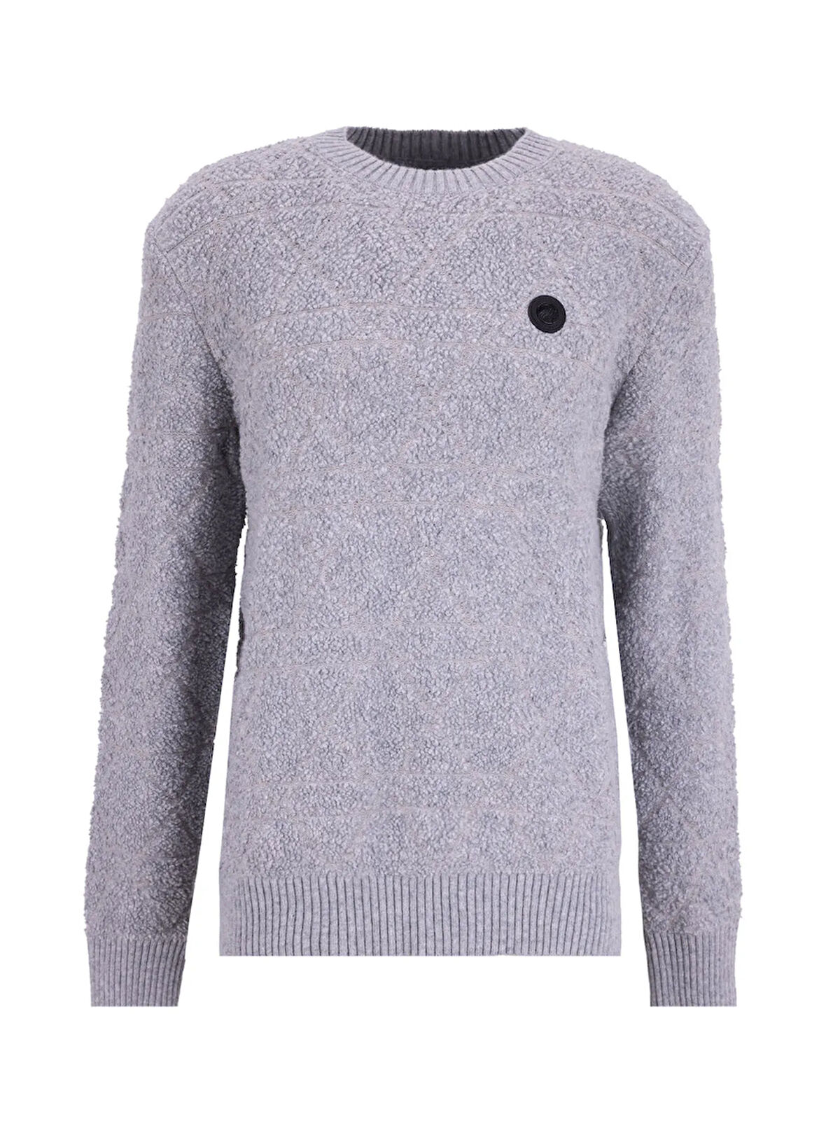 Discovery Expedition D5WM-KZK3775 Antrasit Bisiklet Yaka Relaxed Örgü Desenli Erkek Kazak