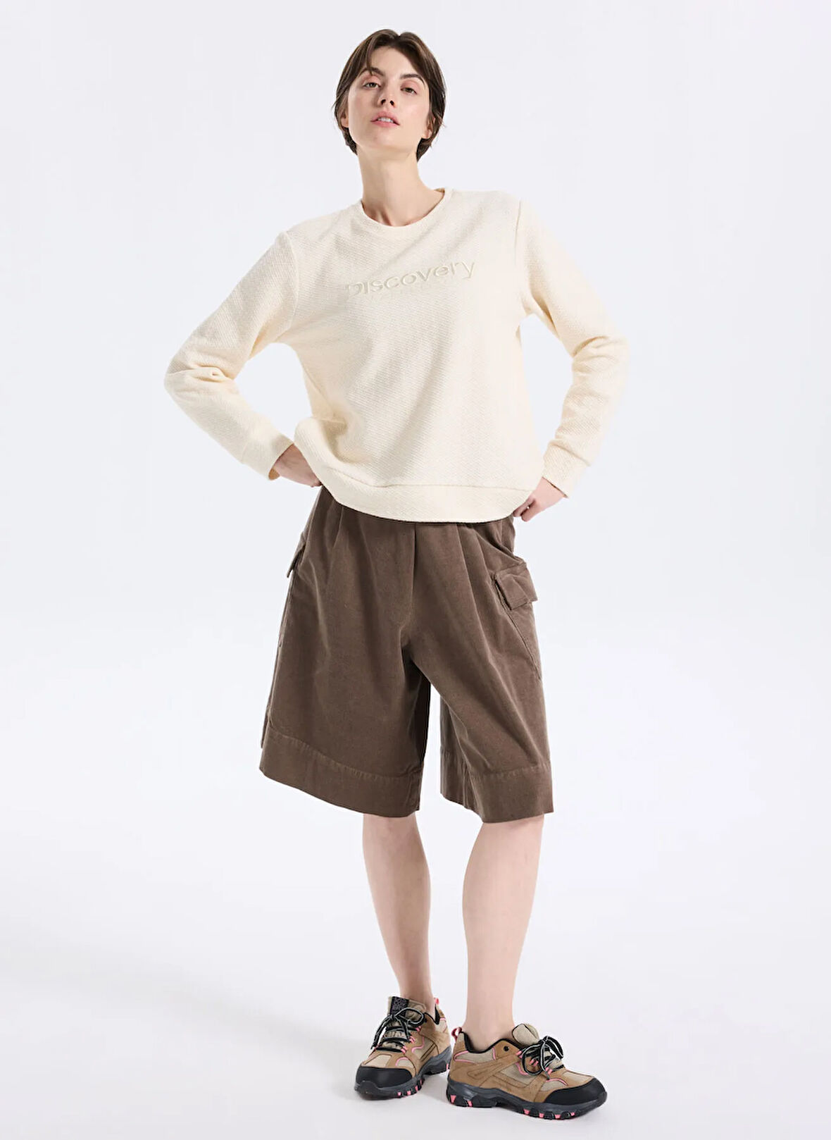 Discovery Expedition D5WL-PNT3604 Açık Kahve Relaxed Düz Kadın Pantolon