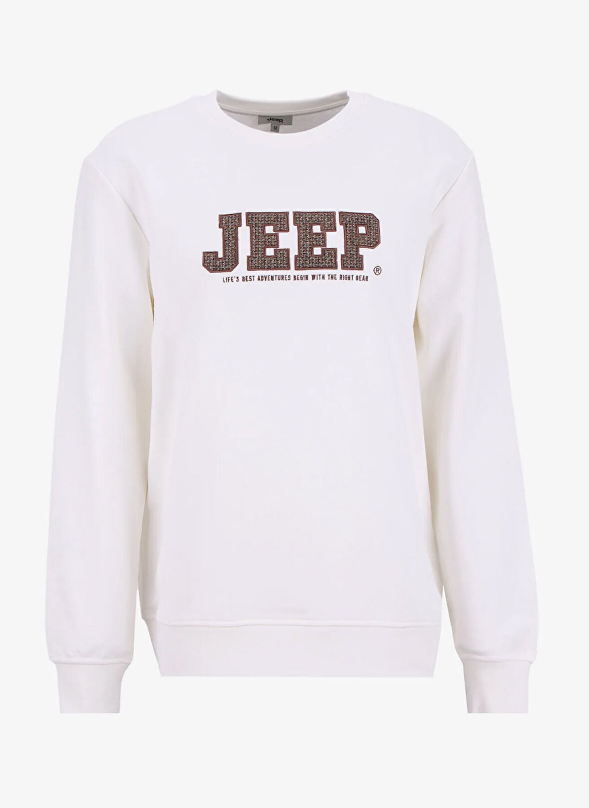 Jeep Bisiklet Yaka Nakışlı Ekru Erkek Sweatshırt J5WM-SWT7571