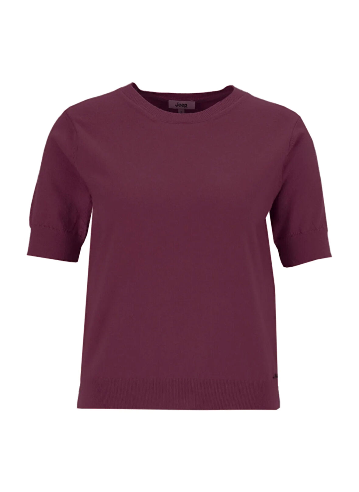 Jeep Bisiklet Yaka Basic Düz Örgü Desenli Mürdüm Kazak Kadın J5WL-KZK7130