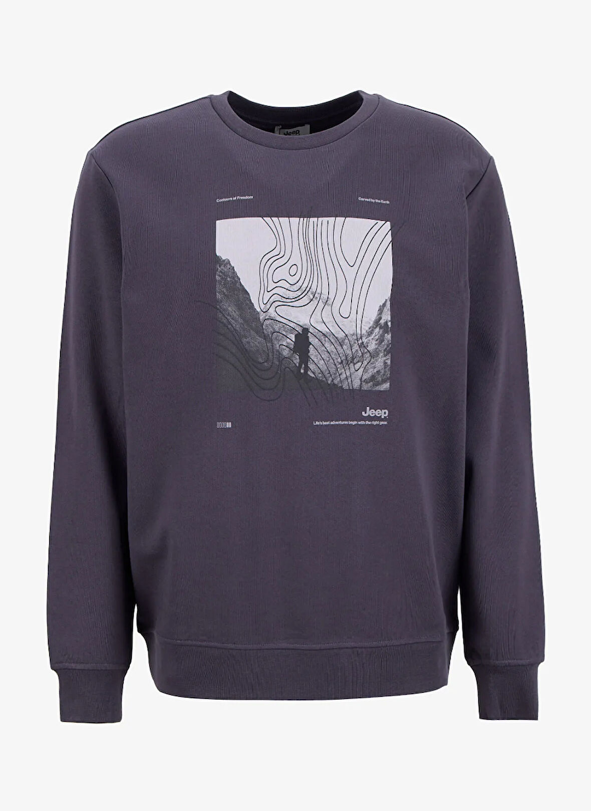Jeep Bisiklet Yaka Baskılı Antrasit Erkek Sweatshırt J5WM-SWT7307