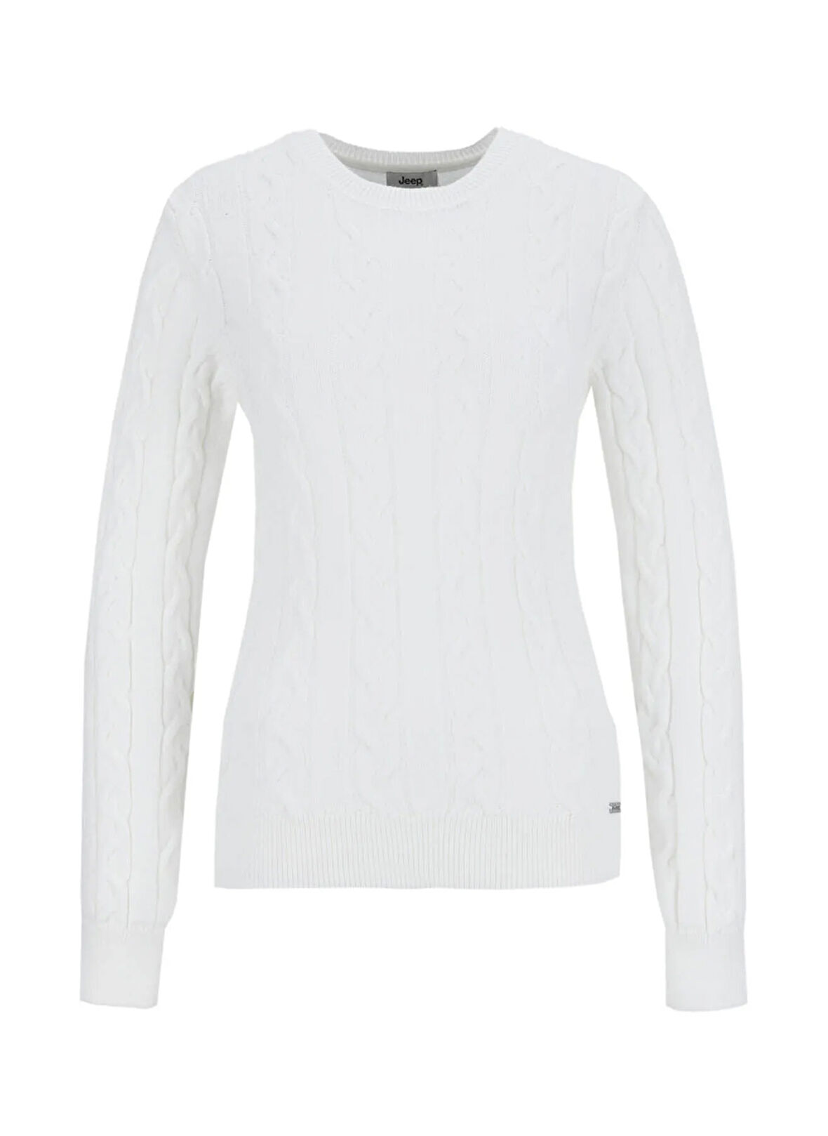 Jeep Bisiklet Yaka Basic Saç Örgü Desenli Ekru Kazak Kadın J5WL-KZK7128