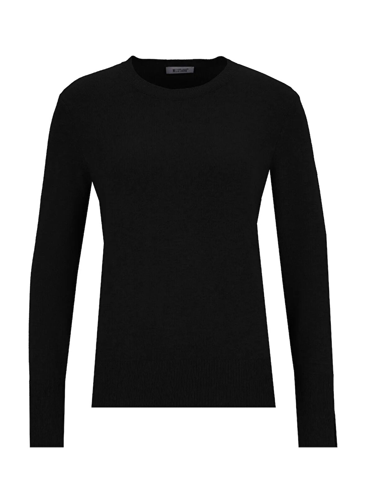 Mustang Bisiklet Yaka Basic Düz Siyah Kazak Kadın M5WL-KZK1077