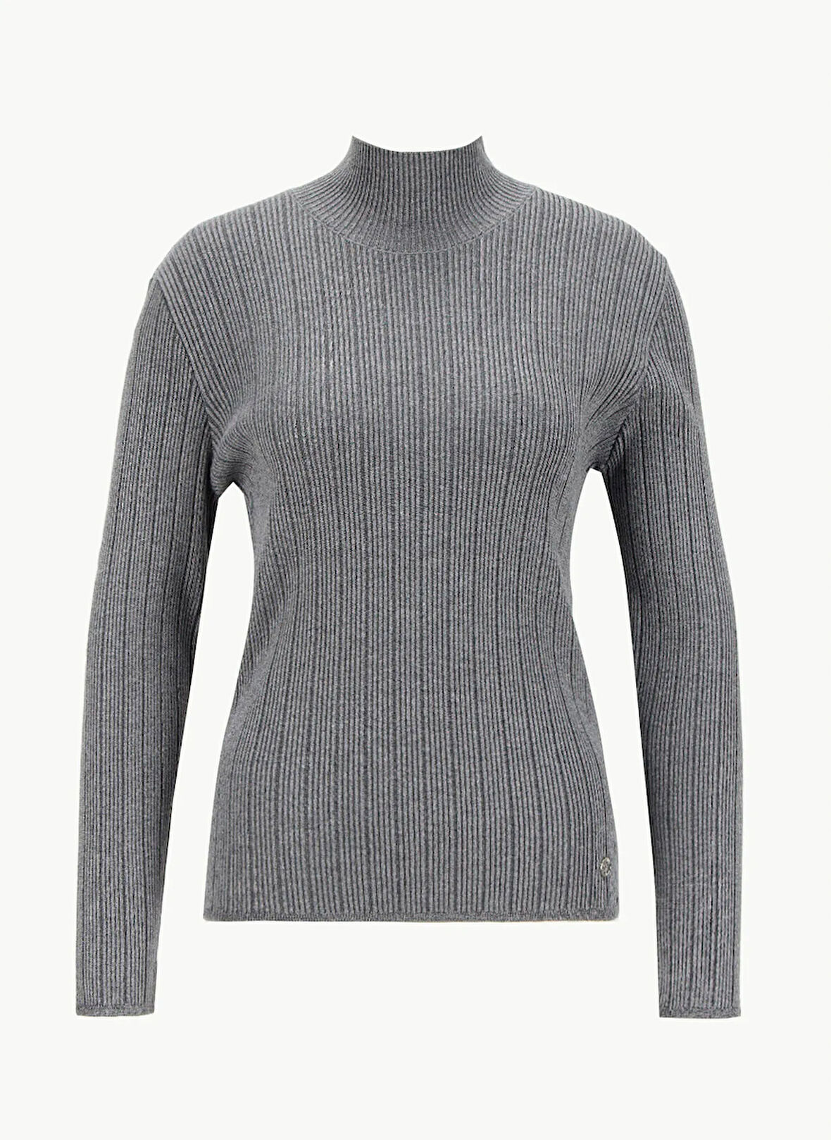 Mustang Yarım balıkçı Yaka Basic Düz Gri Kazak Kadın M5WL-KZK1079