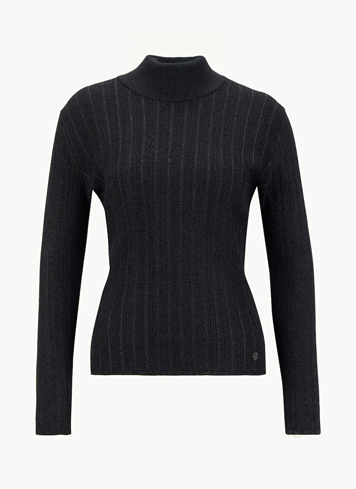 Mustang Yarım balıkçı Yaka Basic Düz Siyah Kadın Kazak M5WL-KZK1079