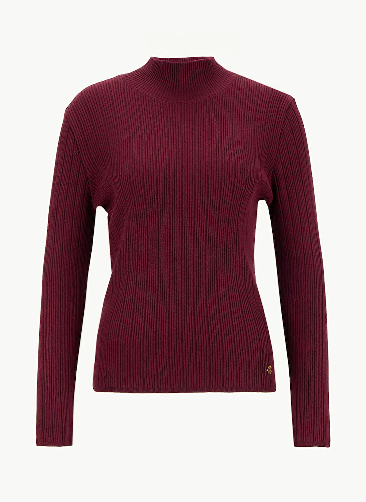 Mustang Yarım balıkçı Yaka Basic Düz Bordo Kazak Kadın M5WL-KZK1079