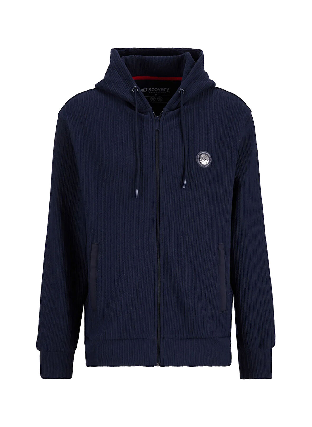 Discovery Expedition D5WM-SWT3796 Lacivert Kapüşon Yaka Relaxed Jakarlı Erkek Sweatshırt