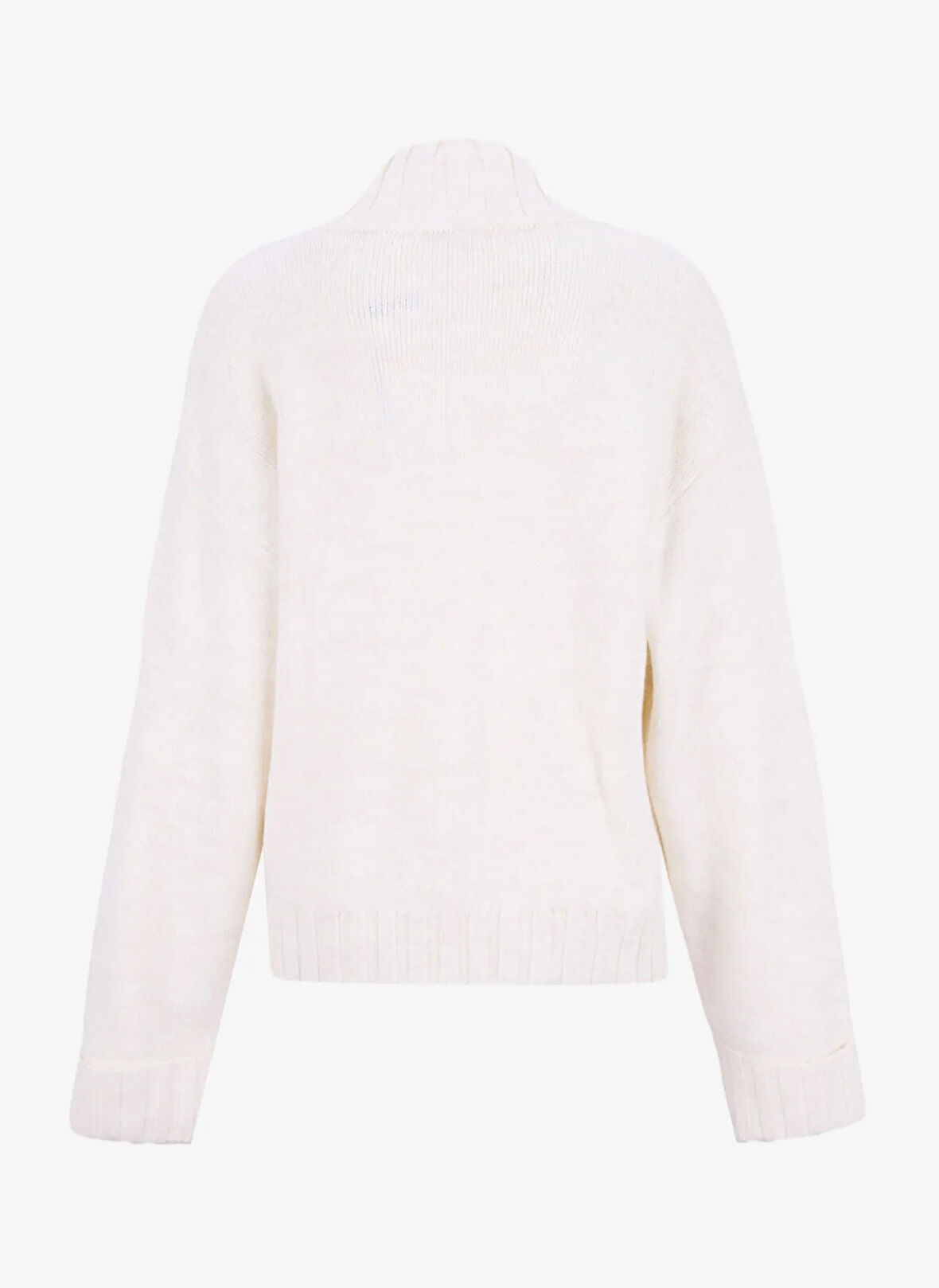 Mustang Fermuarlı Yaka Relaxed Düz Ekru Kazak Kadın M5WL-KZK1451