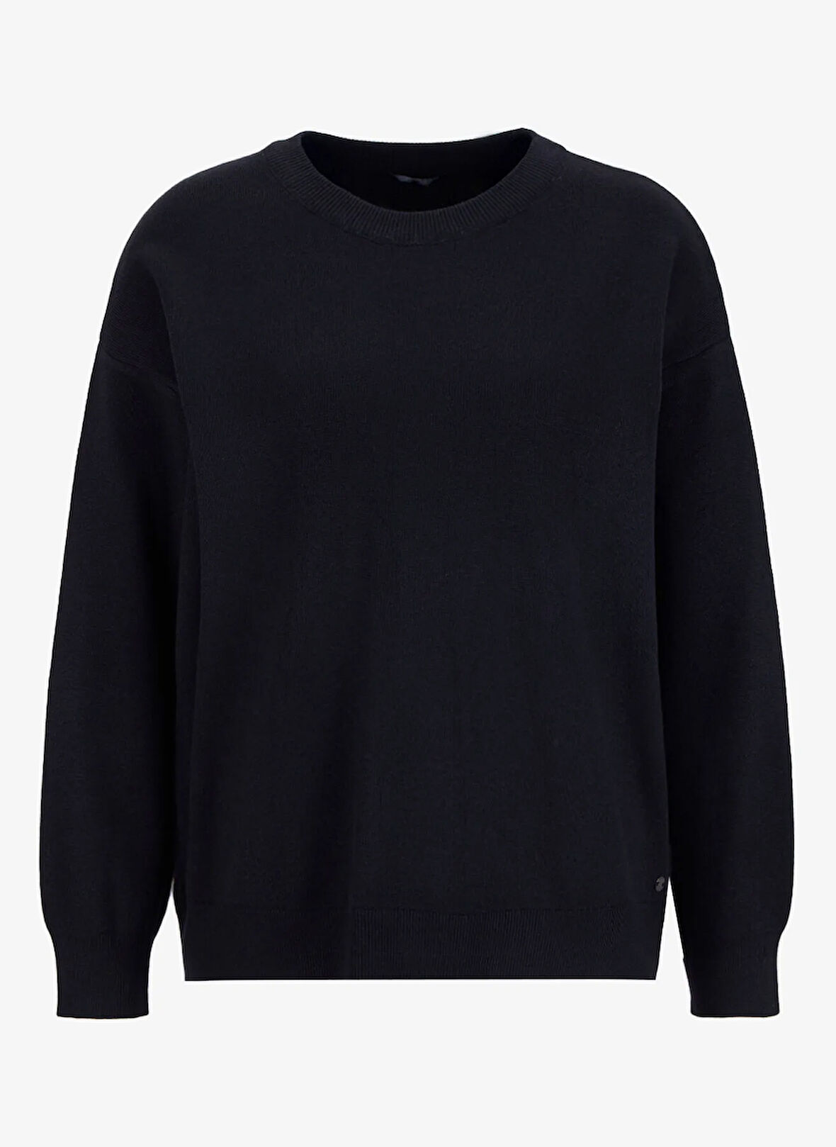 Mustang Bisiklet Yaka Relaxed Düz Örgü Desenli Siyah Kazak Kadın M5WL-KZK1095