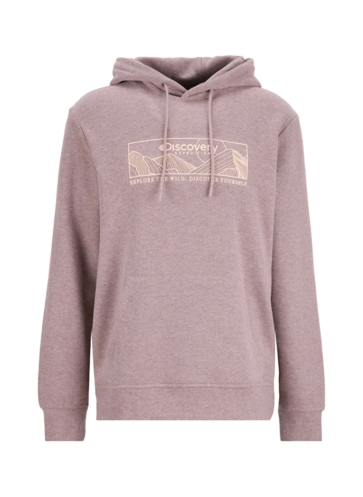 Discovery Expedition D5WM-SWT3840 Açık Kahve Kapüşon Yaka Relaxed Baskılı Erkek Sweatshırt