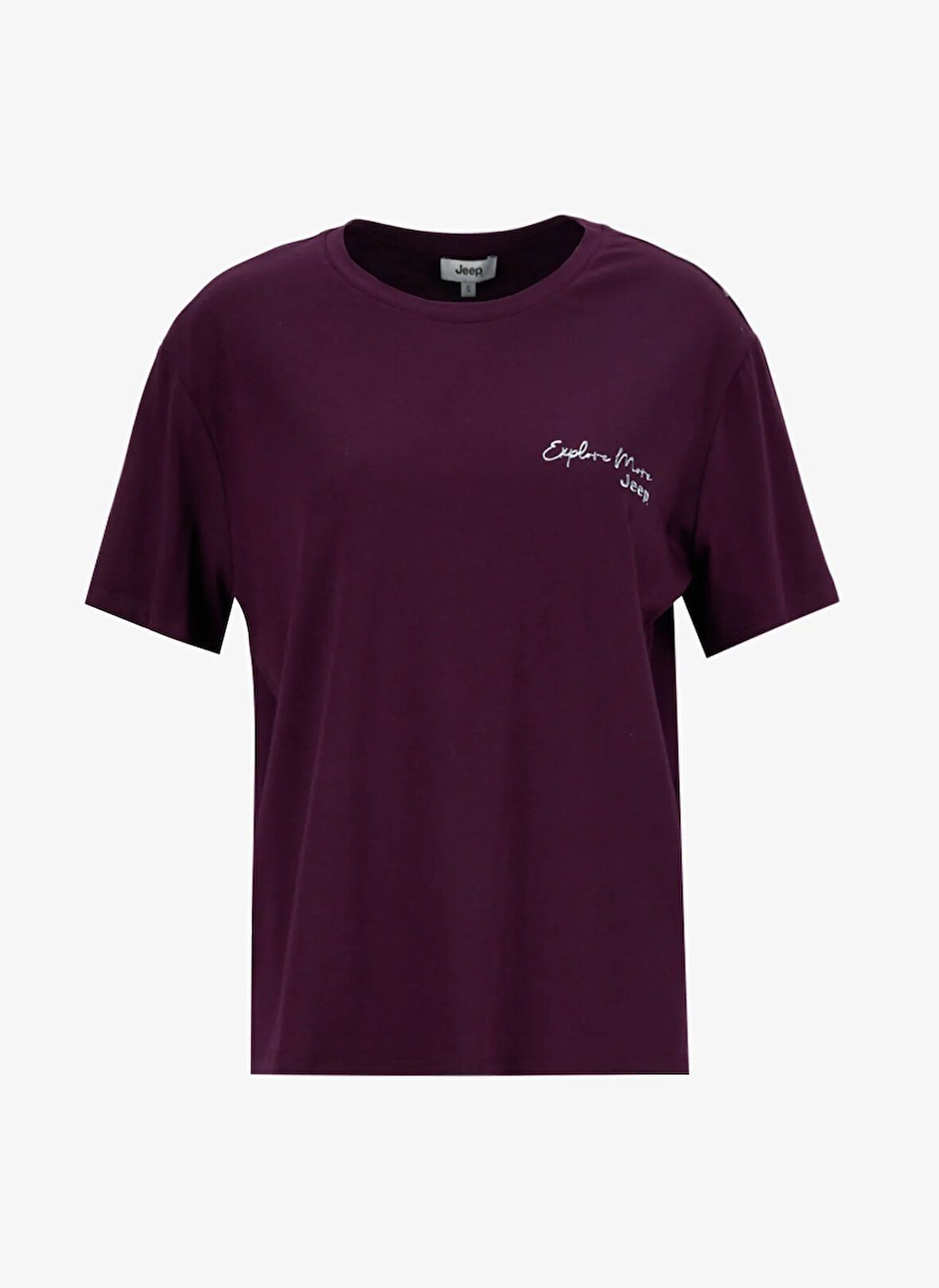 Jeep Bisiklet Yaka Baskılı Mürdüm Kadın T-Shirt J5WL-TST7098