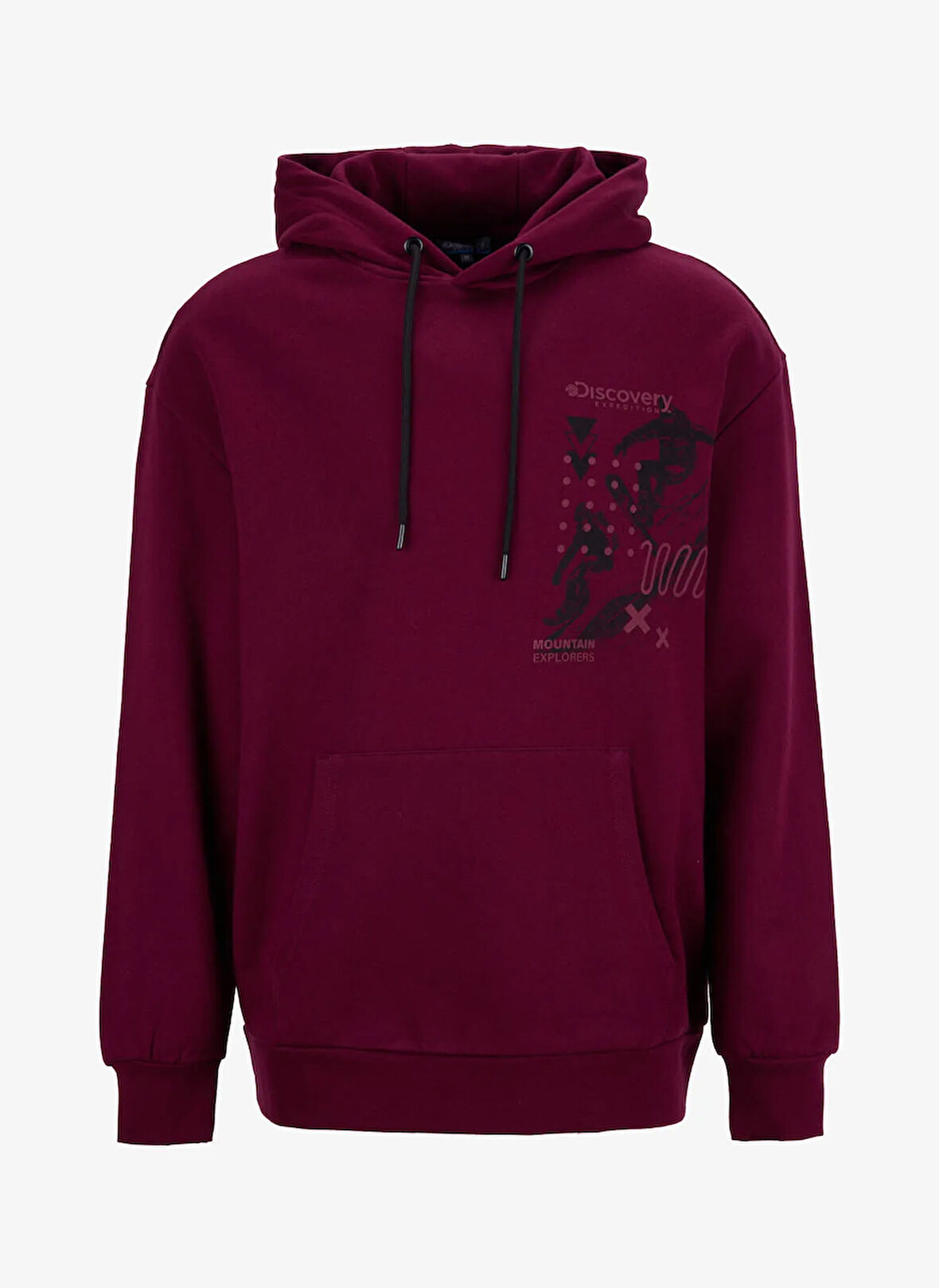 Discovery Expedition D5WM-SWT3881 Bordo Kapüşon Yaka Relaxed Baskılı Erkek Sweatshırt