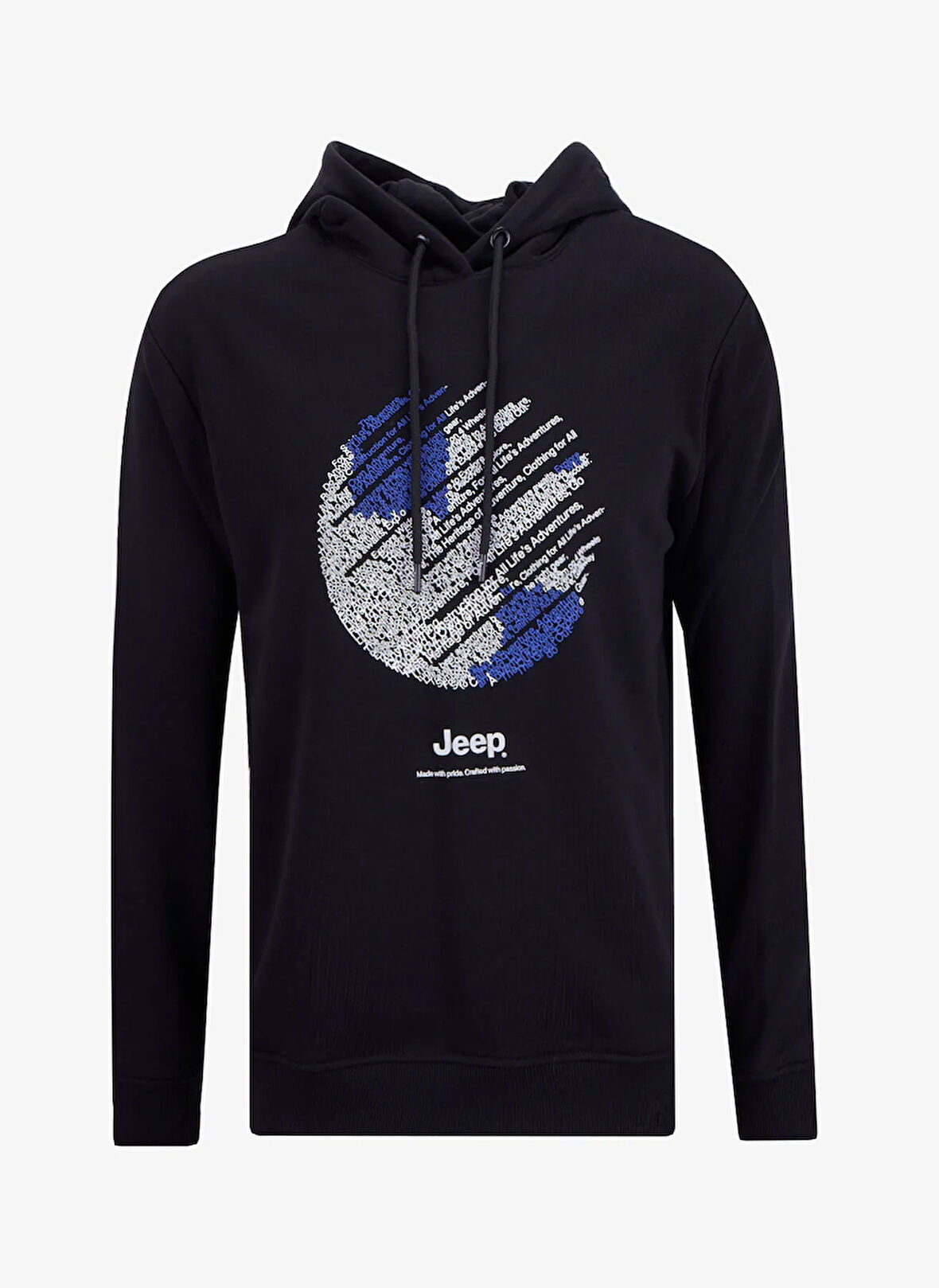 Jeep Kapüşon Yaka Baskılı Siyah Erkek Sweatshırt J5WM-SWT7694