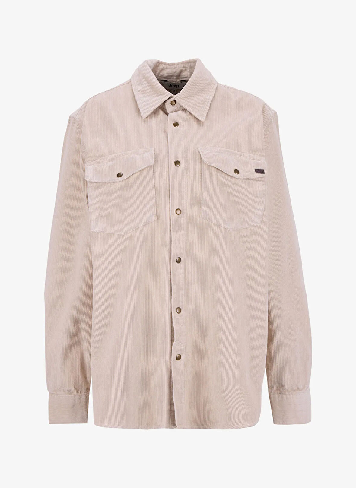 Jeep Relaxed Gömlek Yaka Düz Ekru Erkek Gömlek J5WM-GML7658