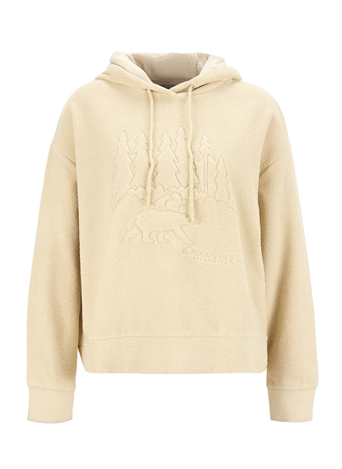 Discovery Expedition D5WL-SWT3505 Açık Bej Kapüşon Yaka Relaxed Nakışlı Kadın Sweatshırt