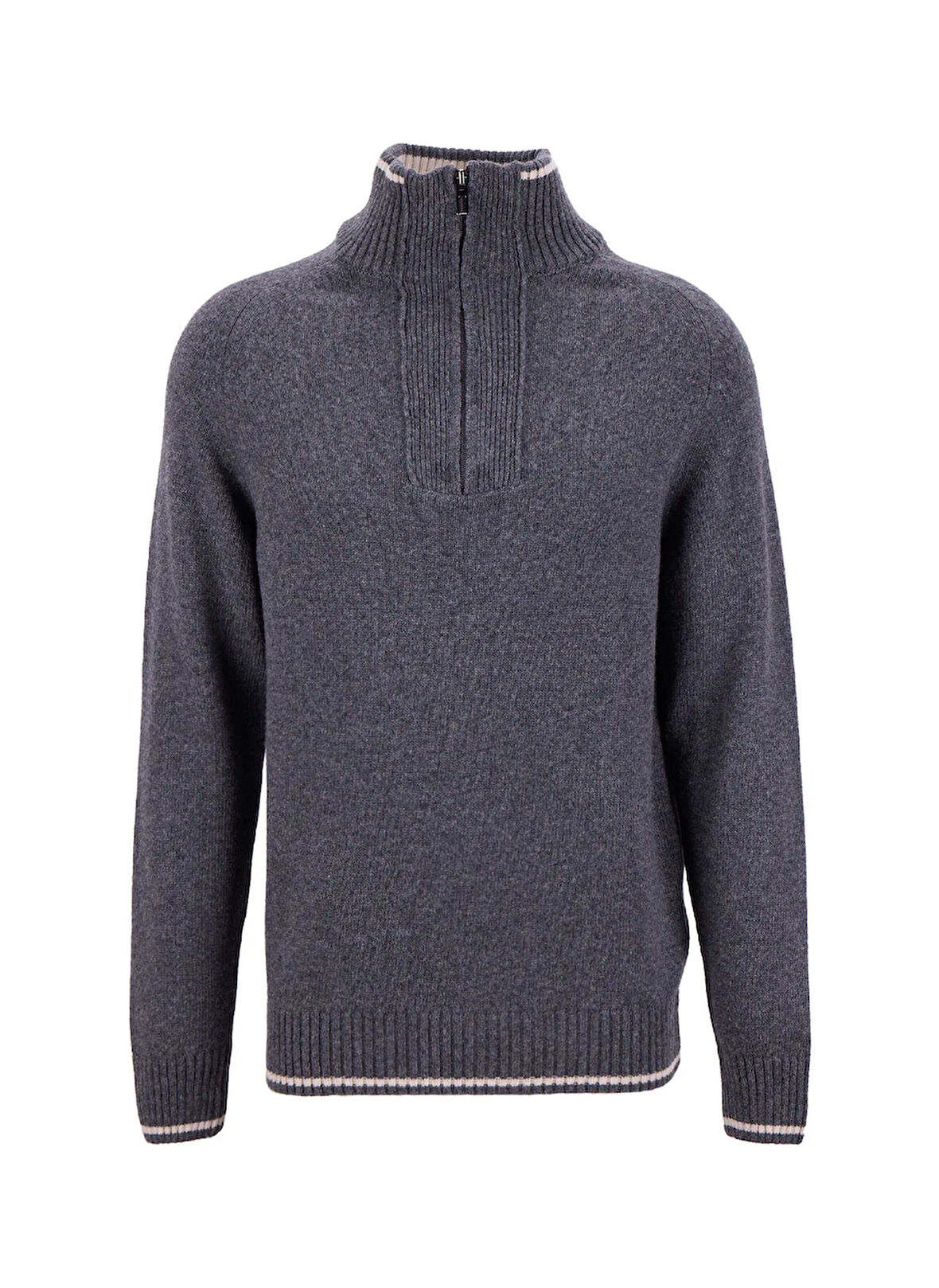 Fabrika Bato Yaka Slim Fit Düz Antrasit Erkek Kazak F5WM-KZK 2523