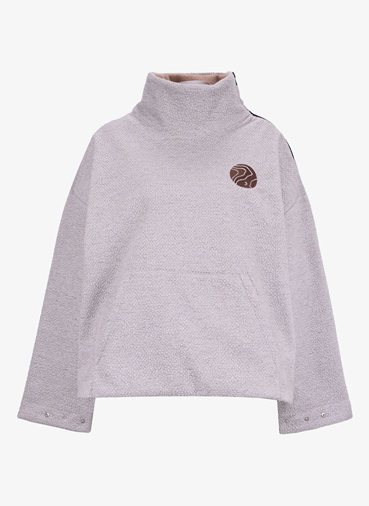 Discovery Expedition D5WL-SWT3589 Bej Dik Yaka Relaxed Düz Kadın Sweatshırt