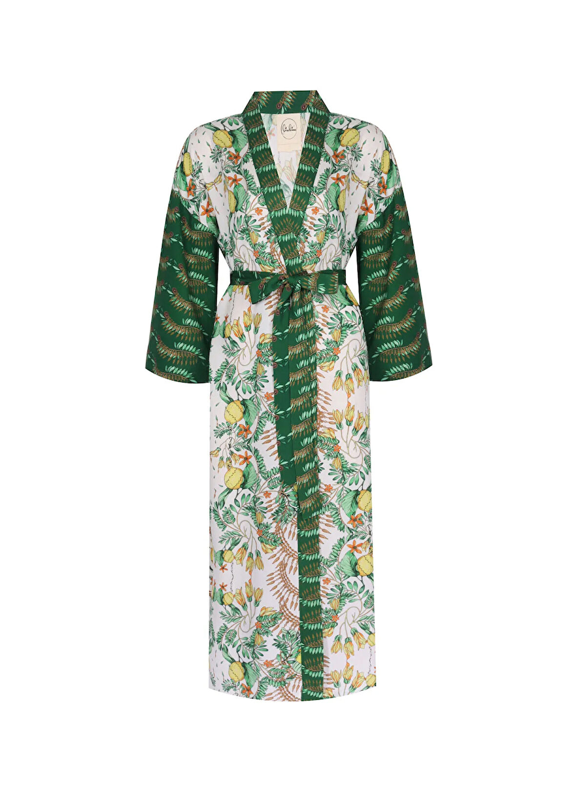 Lisalina Sarı - Yeşil Kadın Kimono LLBW0016