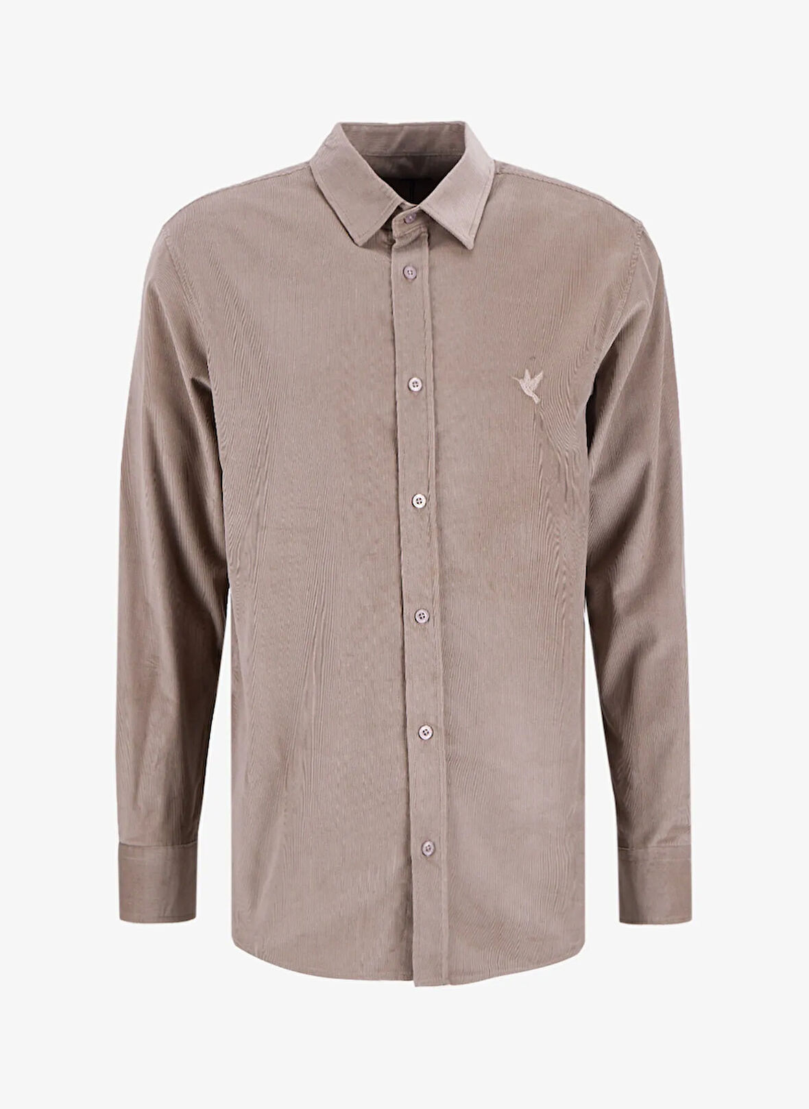 Fabrika Slim Fit Gömlek Yaka Düz Vizon Erkek Gömlek F5WM-GML 2378