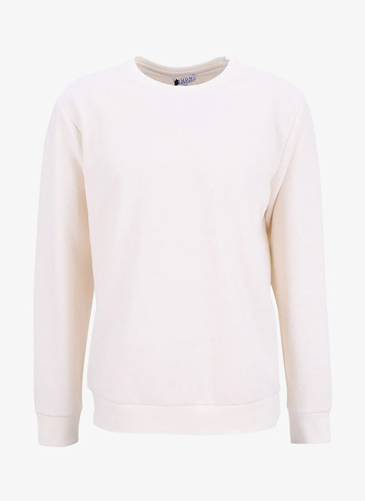 Limon Bisiklet Yaka Düz Örgü Desenli Ekru Erkek Sweatshırt MML5WM-SWT9518