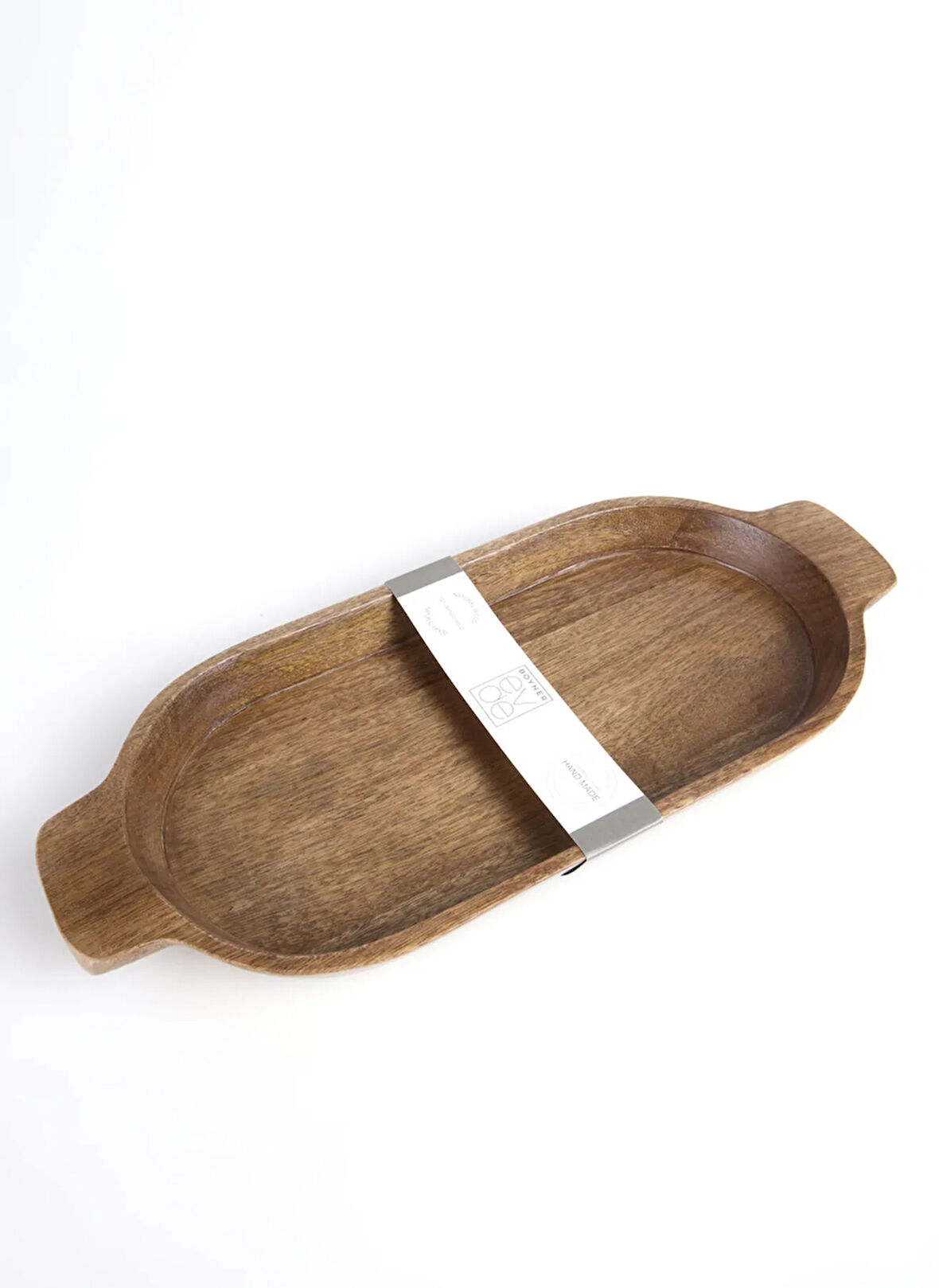 Boyner Evde 1 Adet Mango Ağacı Kahve Servis Tabağı Kayik Servislik Kulplu 40x12cm