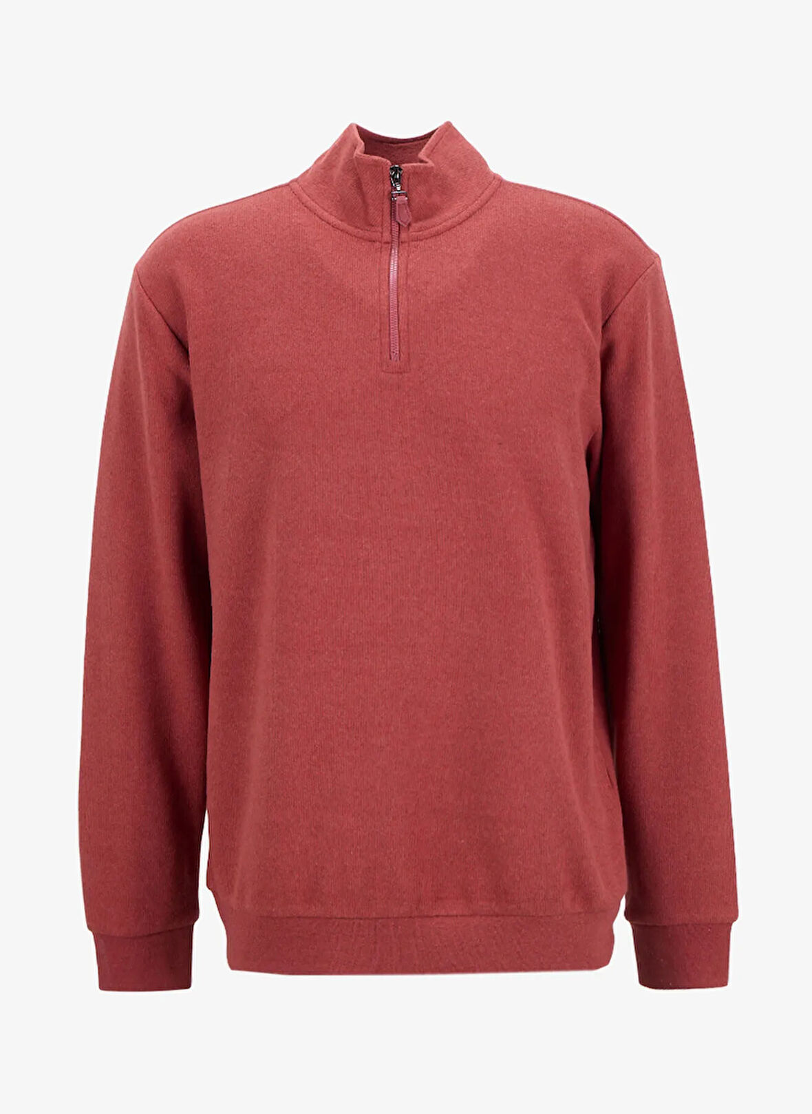 Limon Bato Yaka Düz Örgü Desenli Kiremit Erkek Sweatshırt MML5WM-SWT9517