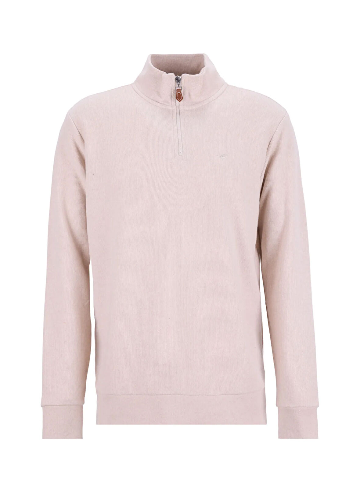 Mustang Fermuarlı Yaka Ekru Erkek Sweatshırt M4WM-SWT-1560