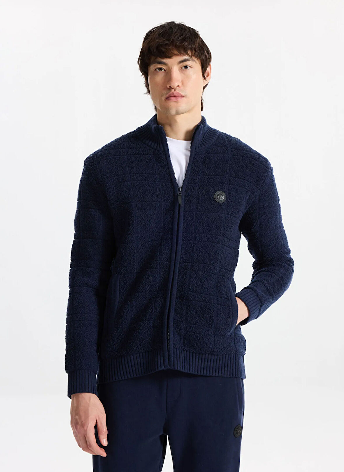 Discovery Expedition D5WM-HRK3766 Lacivert Relaxed Düz Erkek Hırka