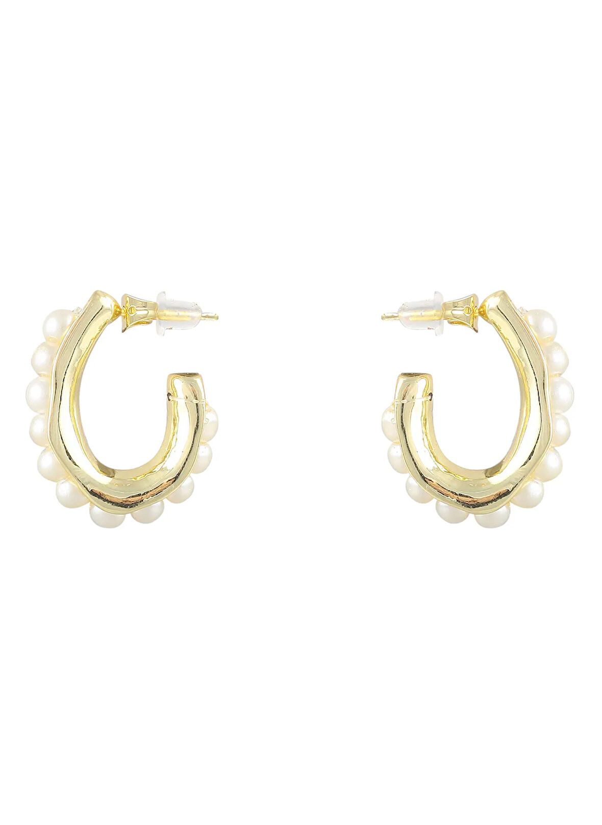 Ponponiere Beyaz - Altın Küpe Sophie Earrings