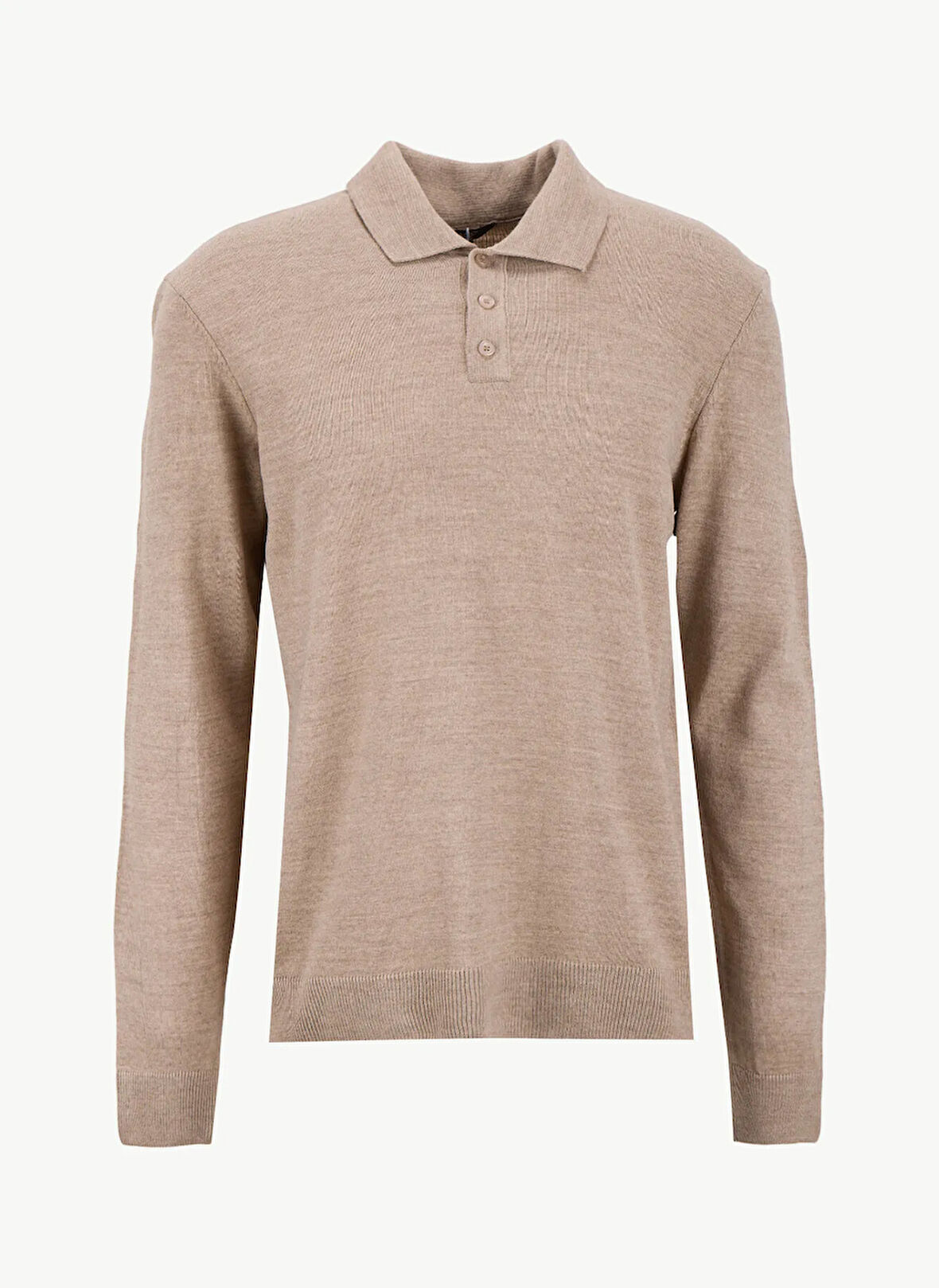 People By Fabrika Polo Yaka Basic Düz Bej Erkek Kazak PBF5WM-KZK9555