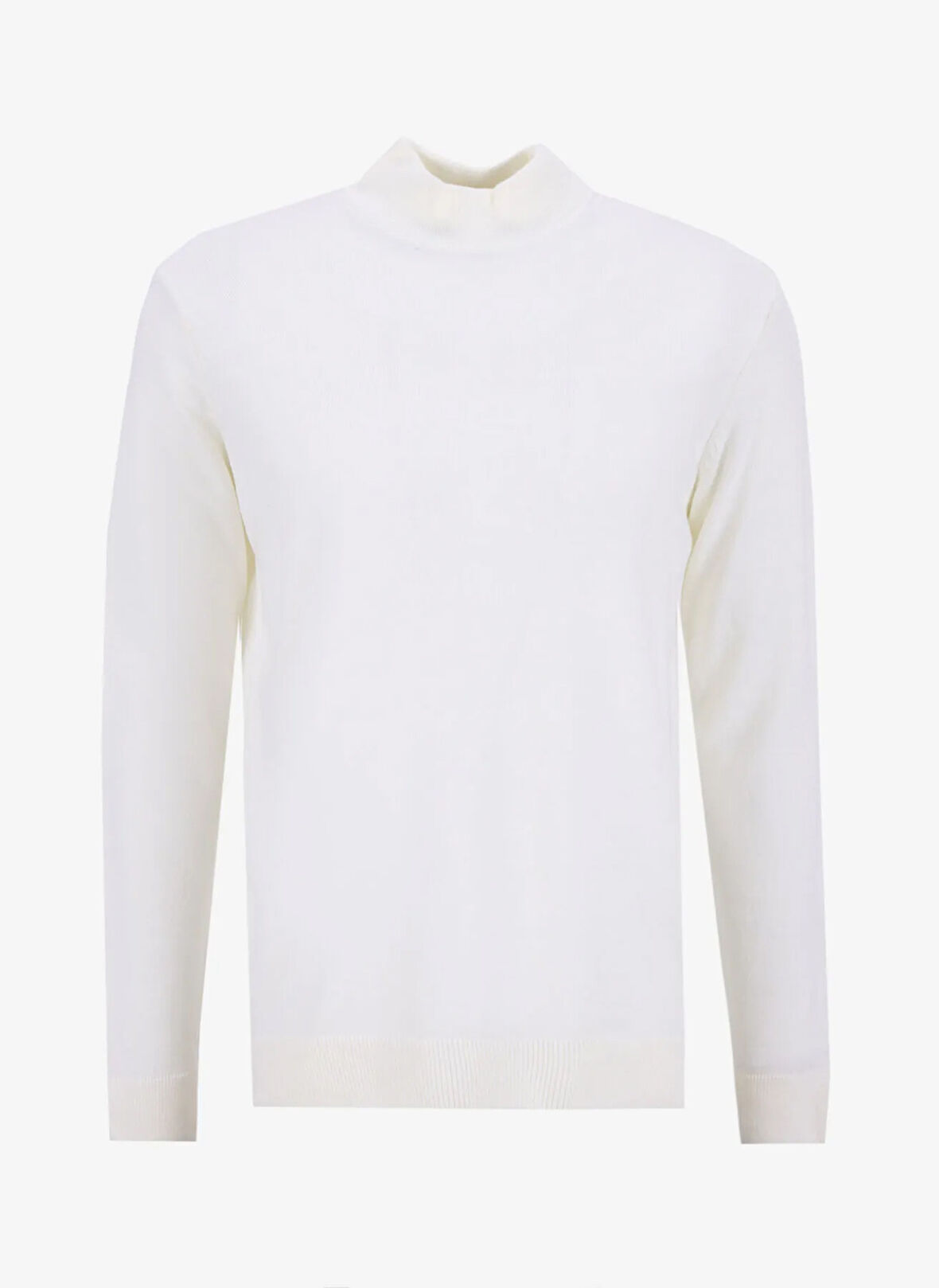 People By Fabrika Dik Yaka Basic Düz Ekru Erkek Kazak PBF5WM-KZK9556