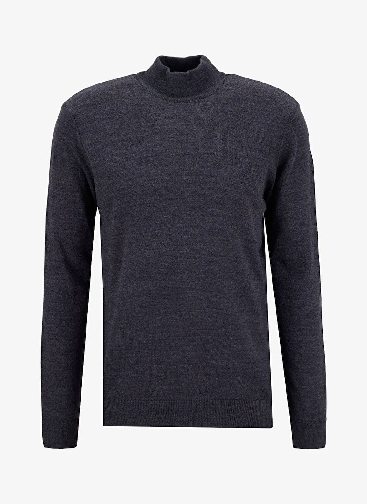 People By Fabrika Dik Yaka Basic Düz Antrasit Erkek Kazak PBF5WM-KZK9556