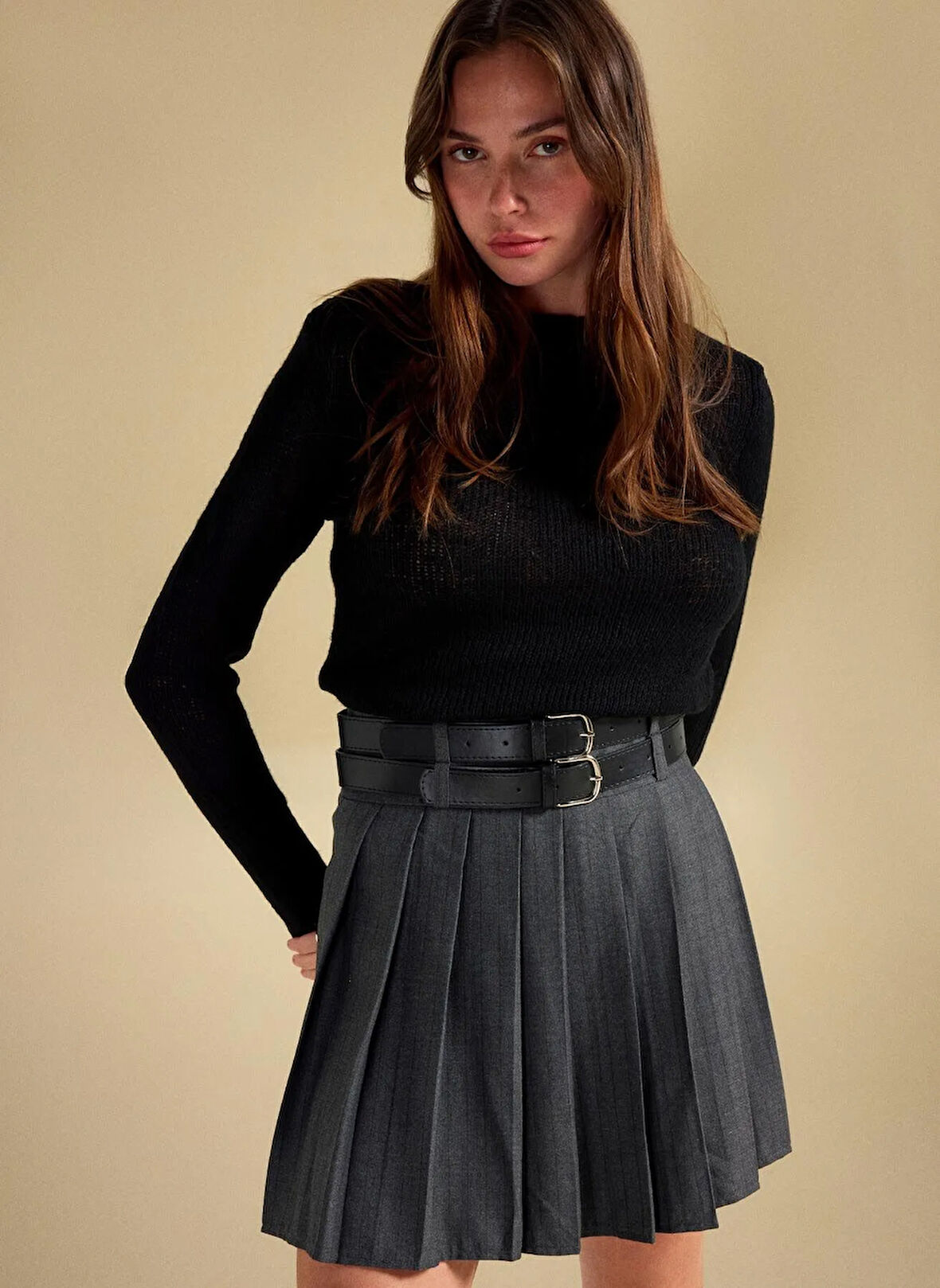 People By Fabrika Kayık Yaka Slim Fit Düz Siyah Kazak Kadın PBF5WL-KZK5100