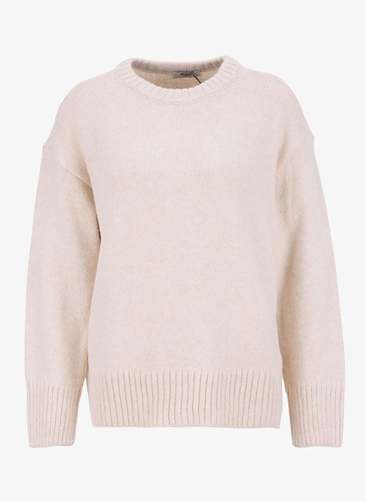 People By Fabrika Bisiklet Yaka Oversize Düz Bej Kazak Kadın PBF5WL-KZK9530