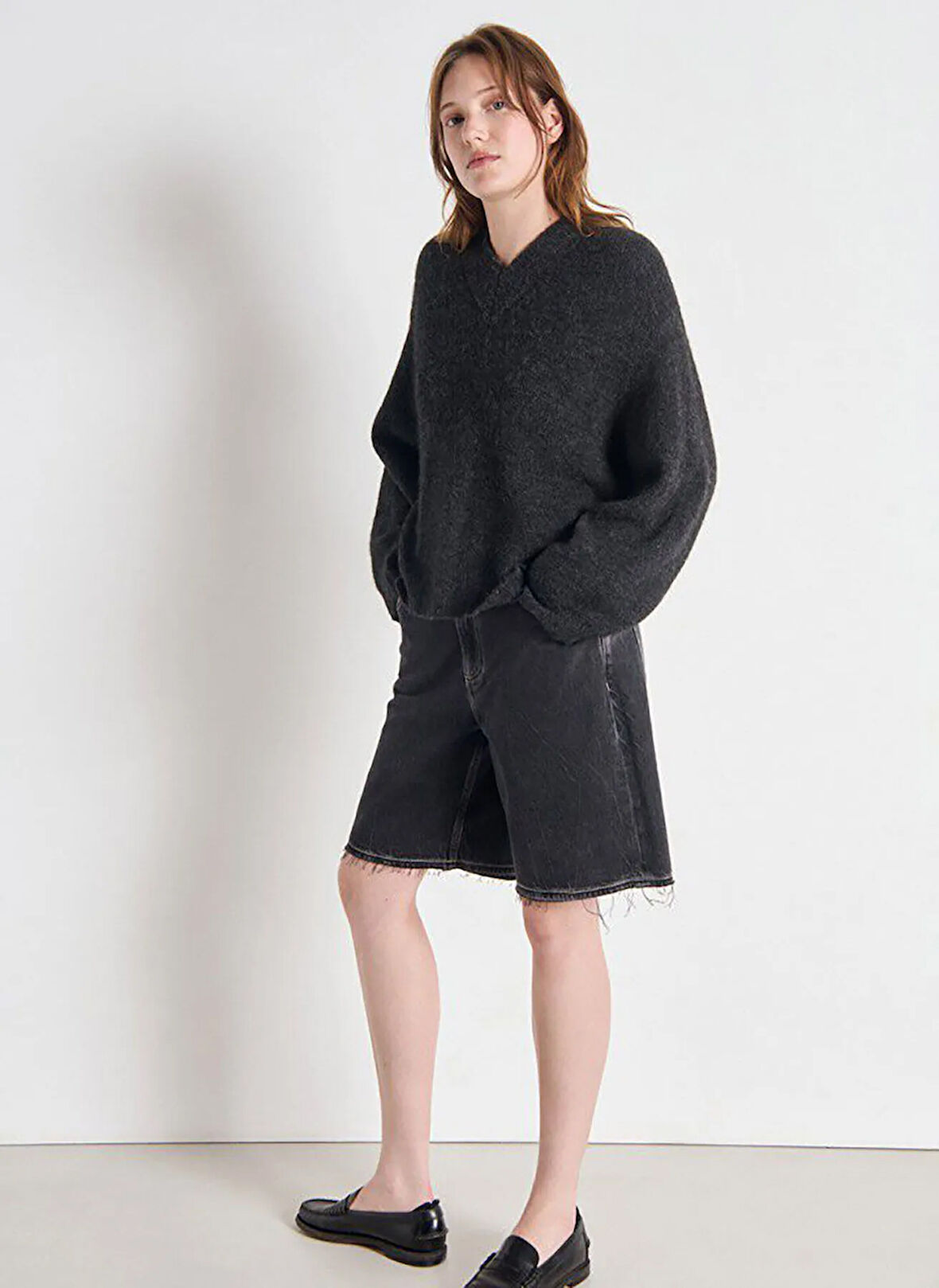 American Vintage V Yaka Standart Antrasit Kazak Kadın EAST18TH25ANTHCH