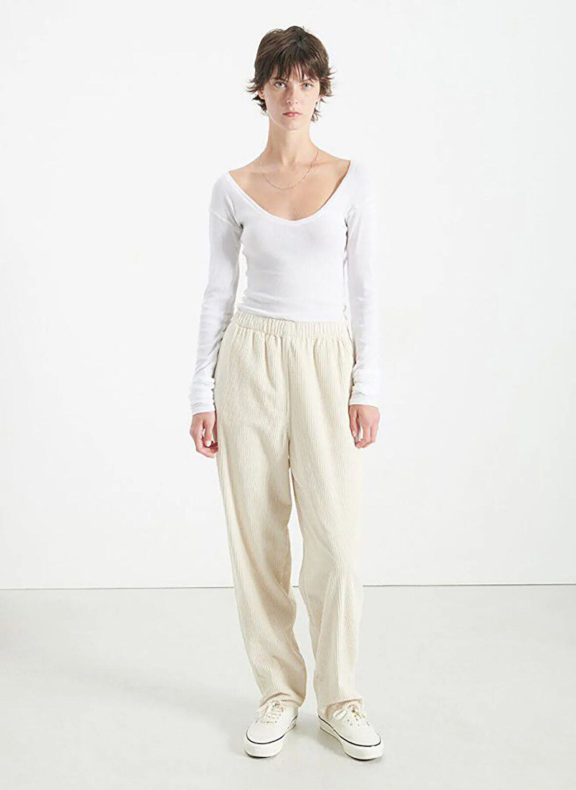 American Vintage Yüksek Bel Standart Ekru Kadın Pantolon PADO137H25ECRVIN