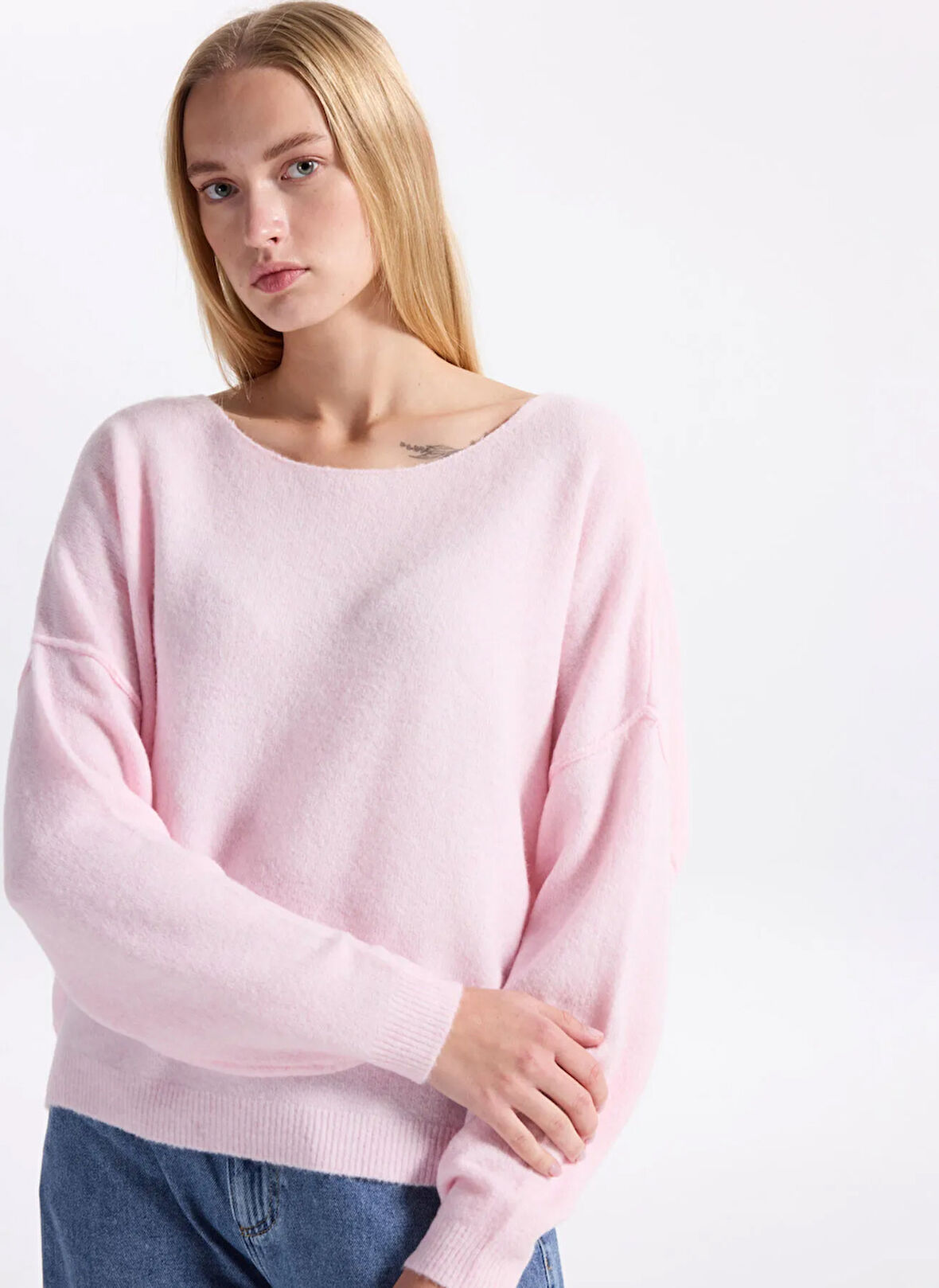 American Vintage Kayık Yaka Standart Pembe Kazak Kadın DAM225H25DRACHI