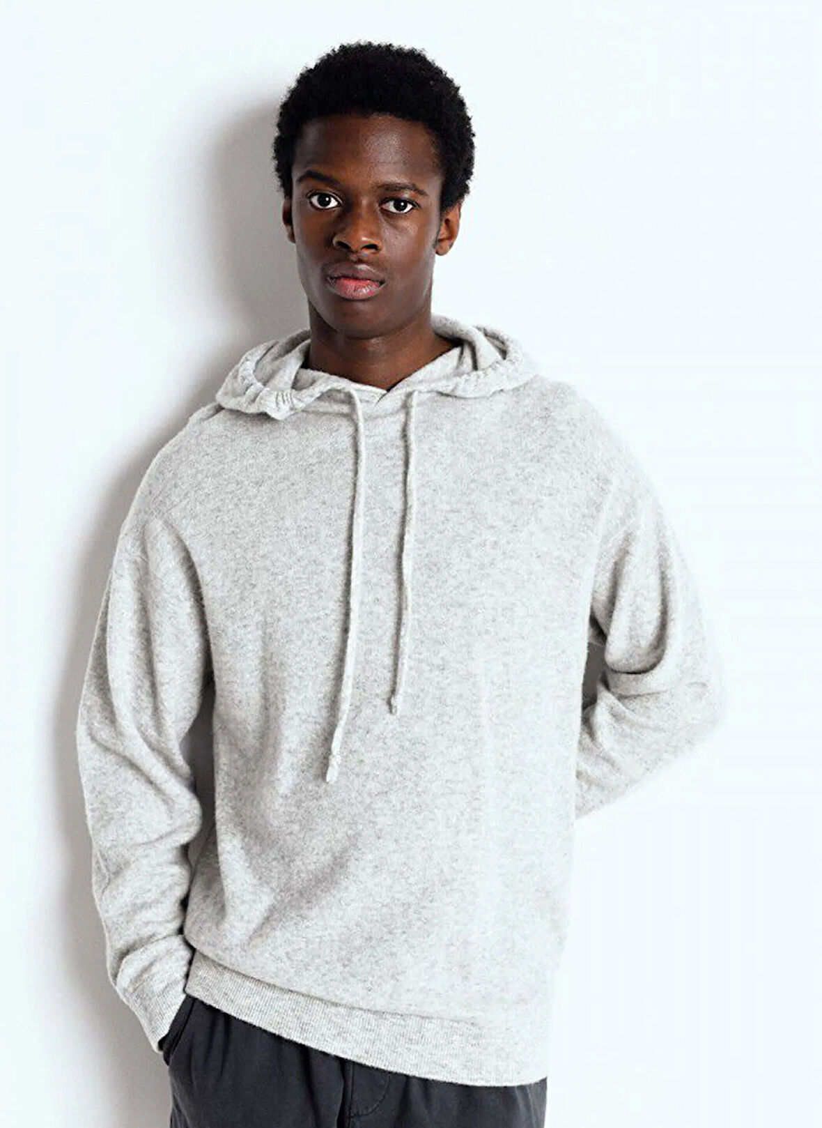 American Vintage Kapüşon Yaka Standart Gri Erkek Kazak MRAX18BH25GRISCH