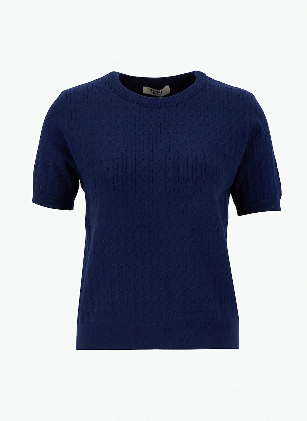 People By Fabrika Bisiklet Yaka Basic Saç Örgü Desenli Lacivert Kazak Kadın PBF5WL-KZK9545