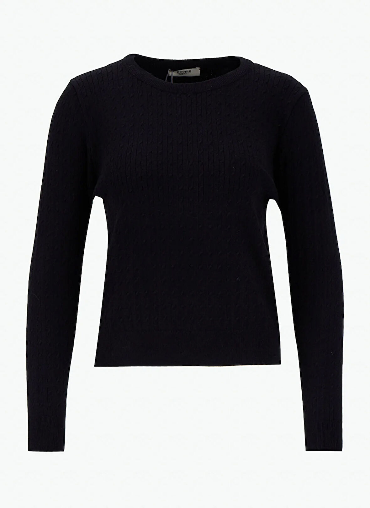 People By Fabrika Bisiklet Yaka Basic Düz Siyah Kazak Kadın PBF5WL-KZK9527