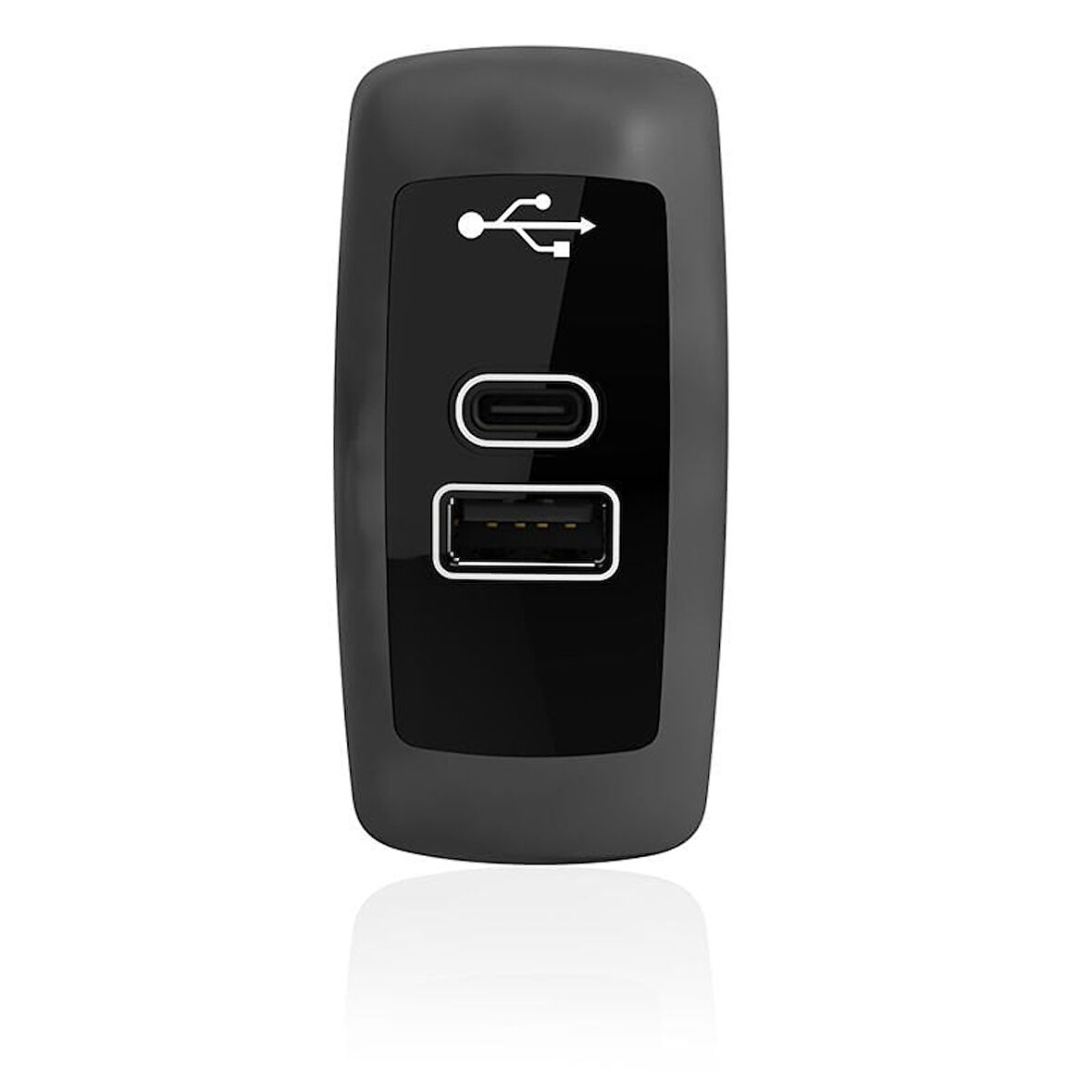 Sanel USB Şarj Düz Tip Siyah Gövde Mavi led 12V/24V SUC16B